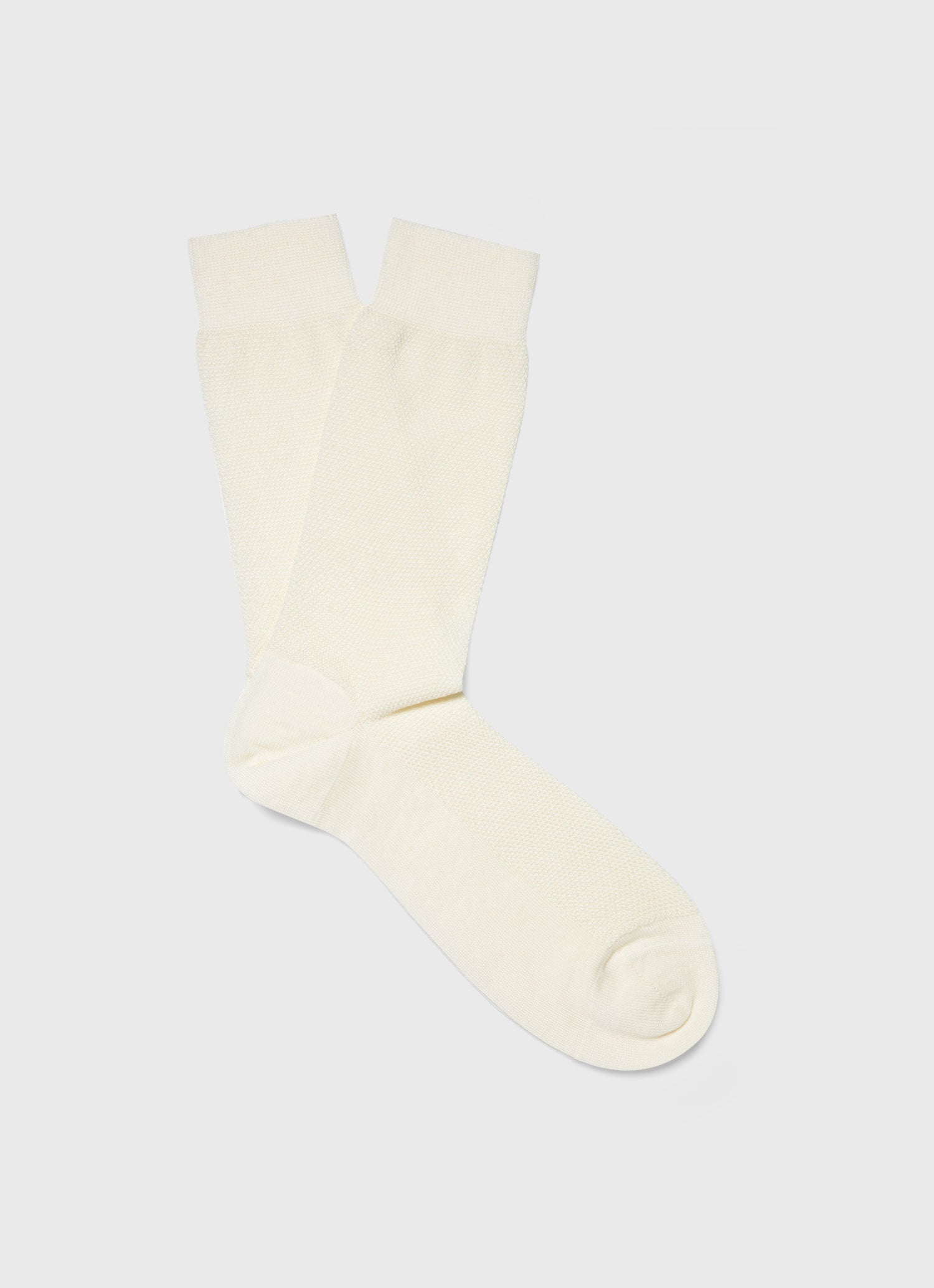 Men's Merino Wool Waffle Socks in Ecru