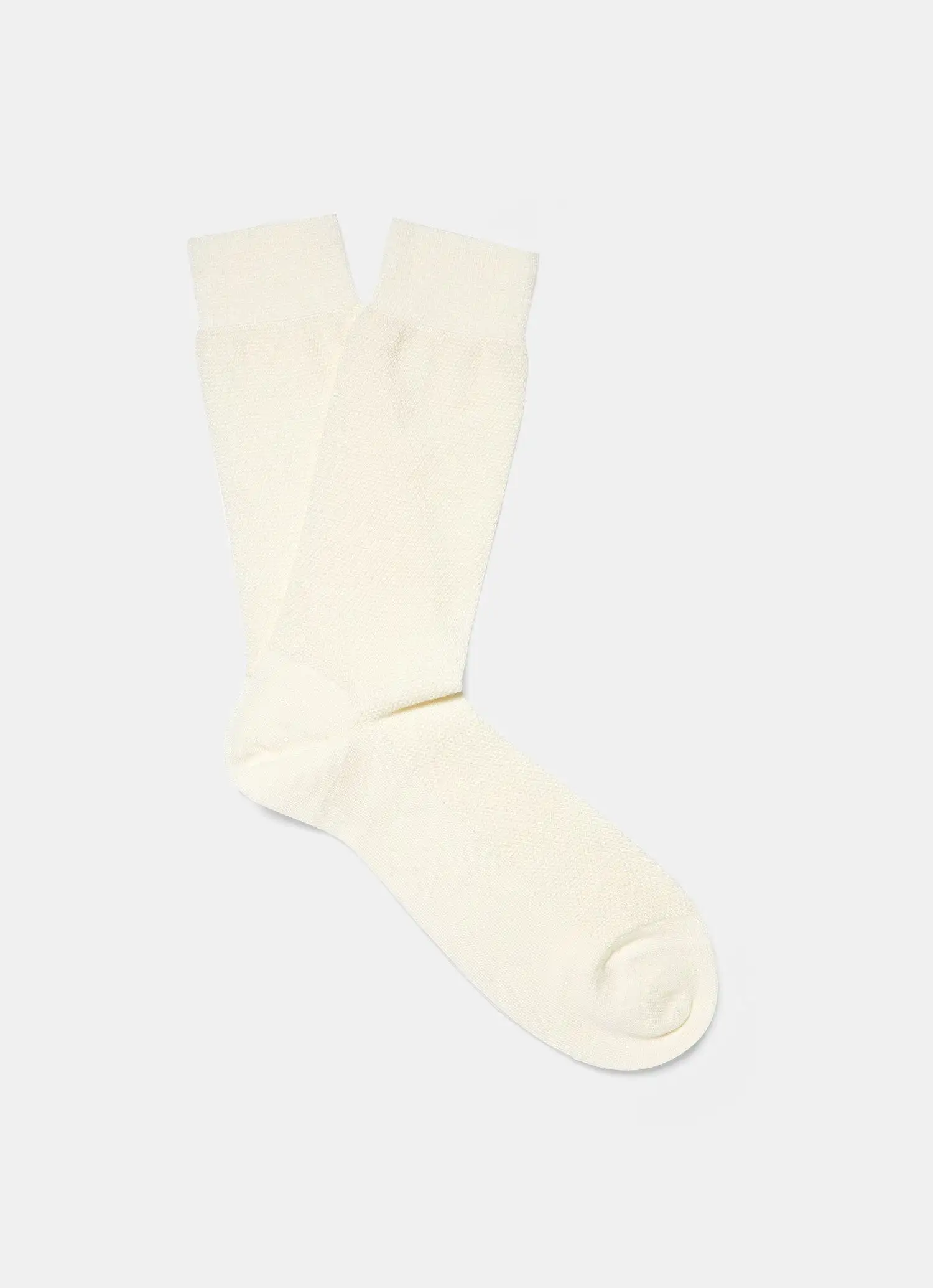 Men's Merino Wool Waffle Socks in Ecru