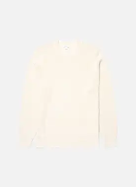 Men's Waffle Stitch Crew Neck Jumper in Ecru