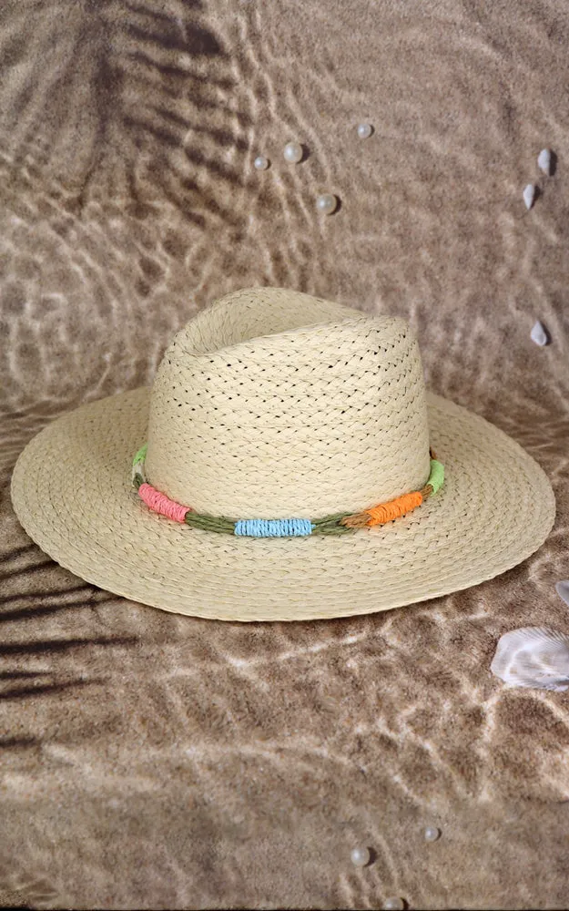 MH0165 MULTI COLOR STRAW BAND STRAW HAT