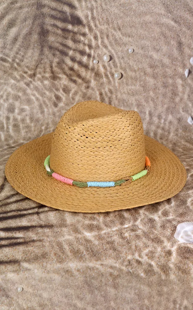 MH0165 MULTI COLOR STRAW BAND STRAW HAT