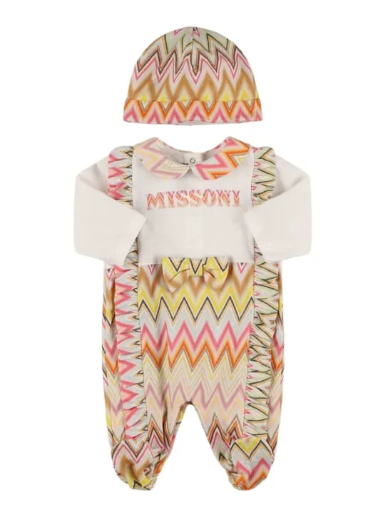 Missoni   Printed cotton jersey romper & hat 