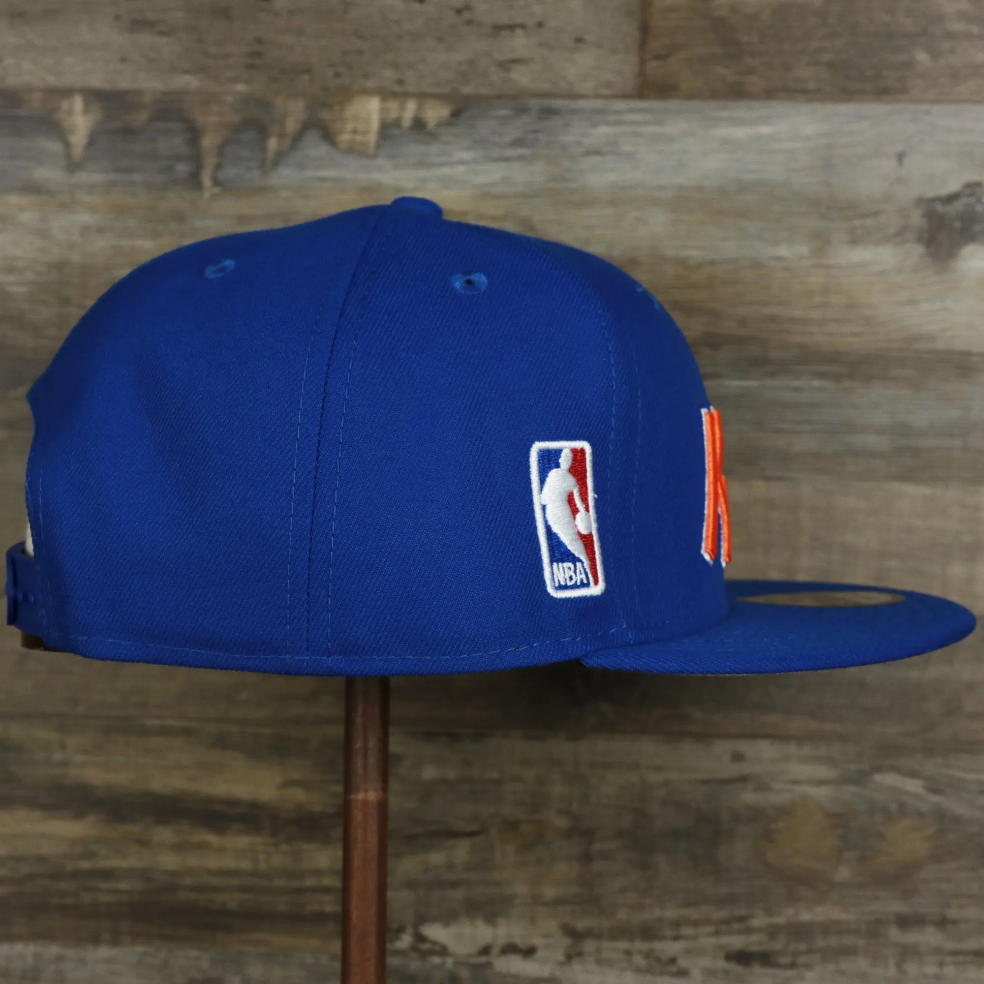 New York Knicks NBA Script Up Side Patch 9Fifty Snapback with Gray Undervisor | Blue OSFM