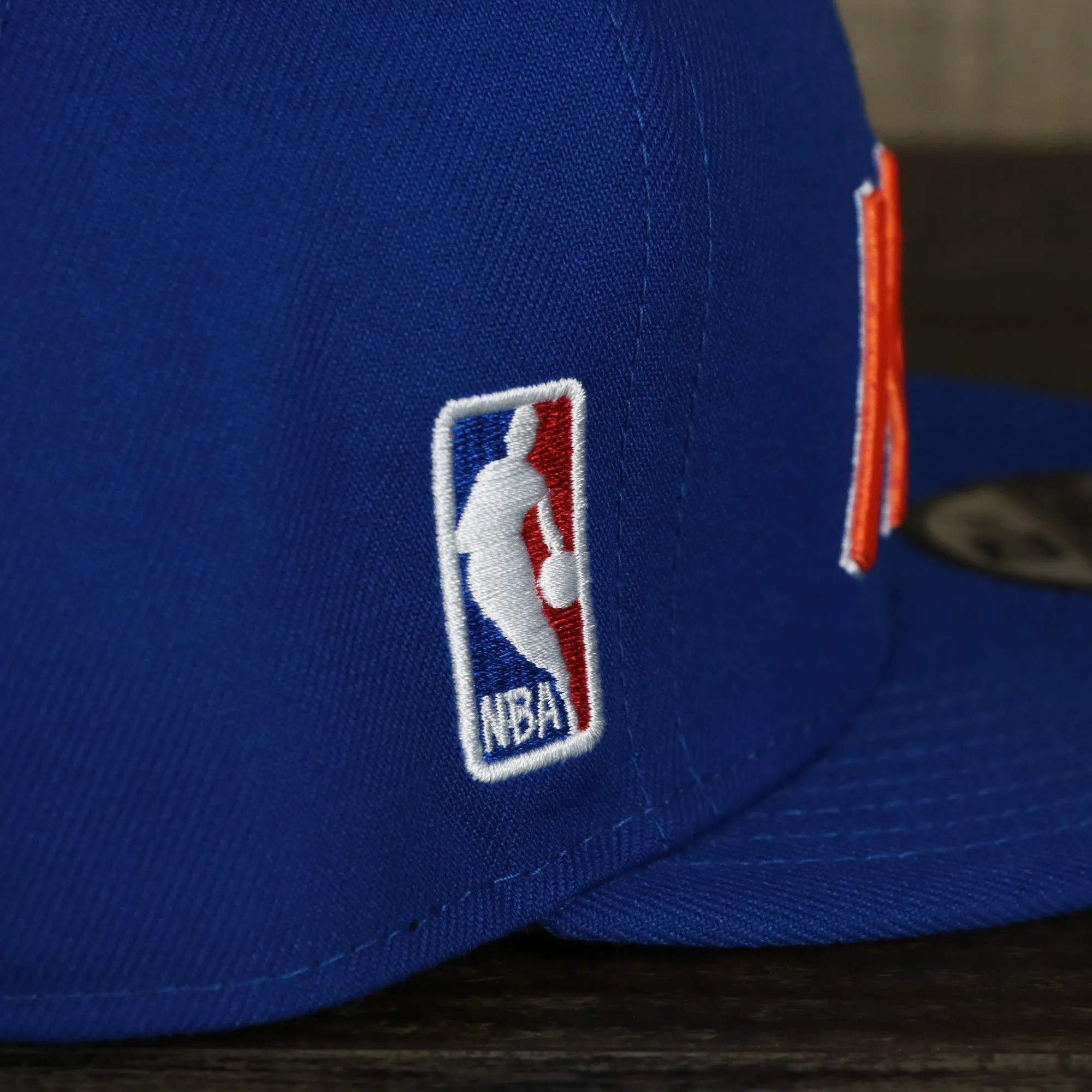 New York Knicks NBA Script Up Side Patch 9Fifty Snapback with Gray Undervisor | Blue OSFM