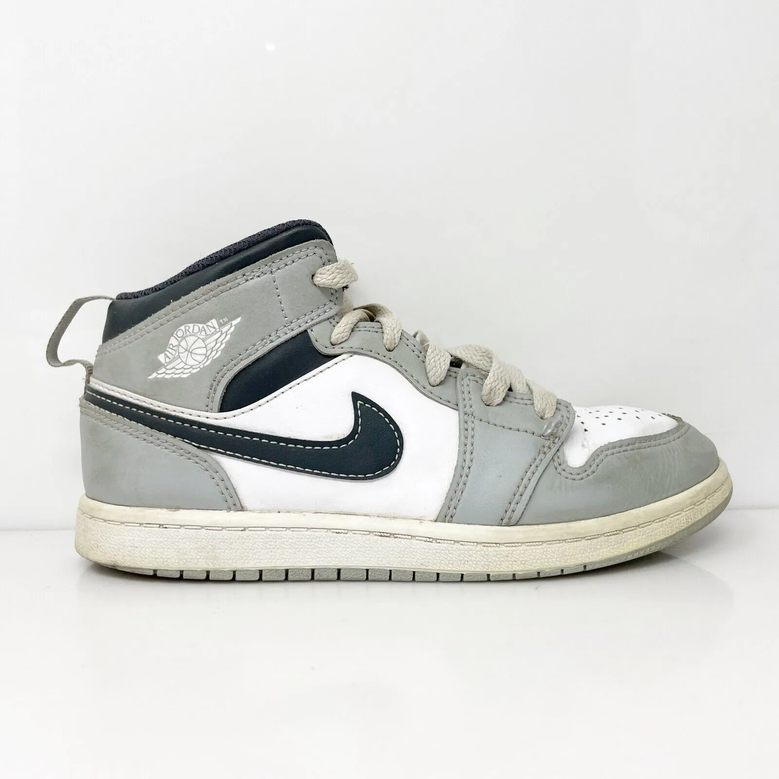 Nike Boys Air Jordan 1 Mid 640734-078 Gray Basketball Shoes Sneakers Size 2.5Y