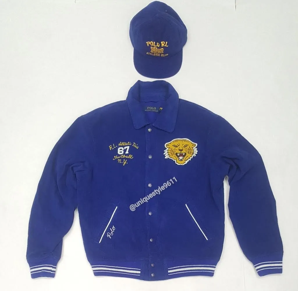 Nwt Polo Ralph Lauren Royal Blue Corduroy RL Tiger Jacket