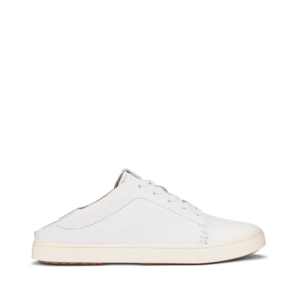 OluKai Women's Pehuea Lī ‘Ili Leather Sneaker (White)