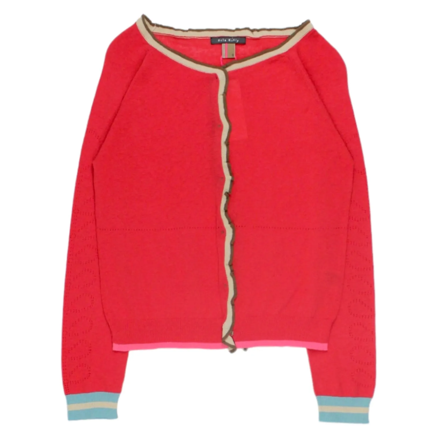 Orla Kiely Raspberry Pointelle Sleeve Cardigan