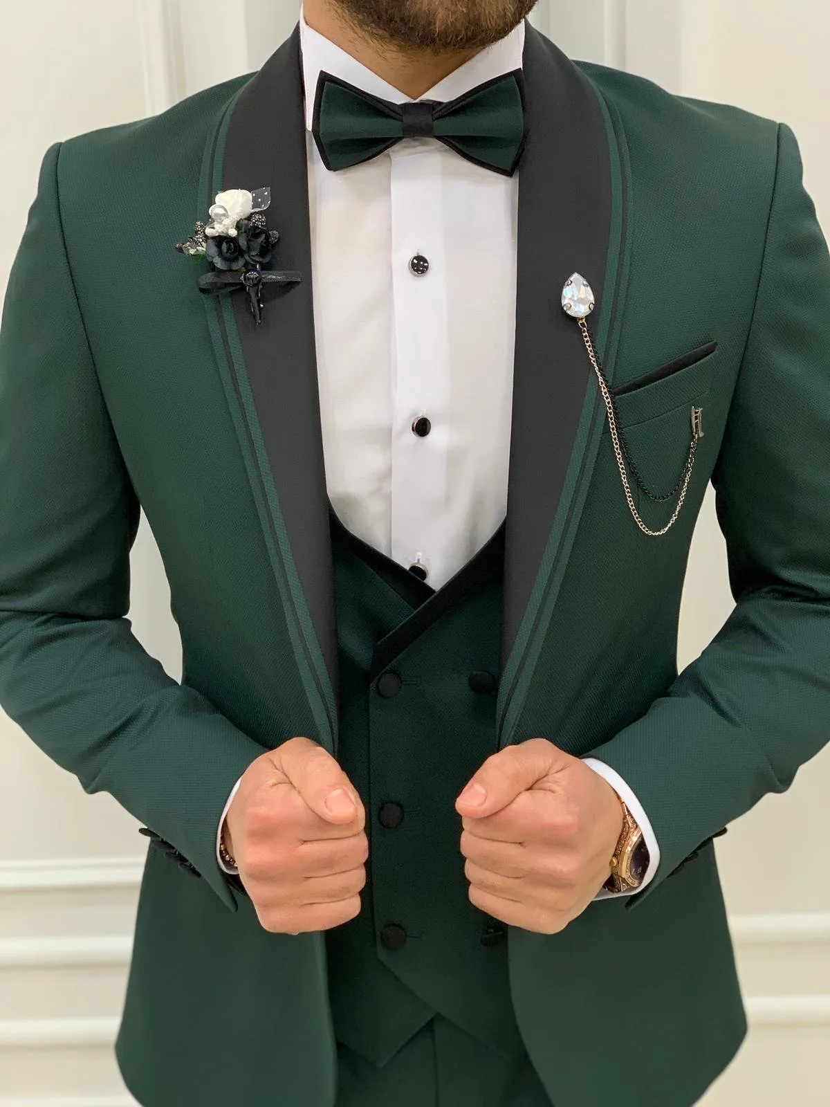 Partoni Royal Green Slim Fit Tuxedo