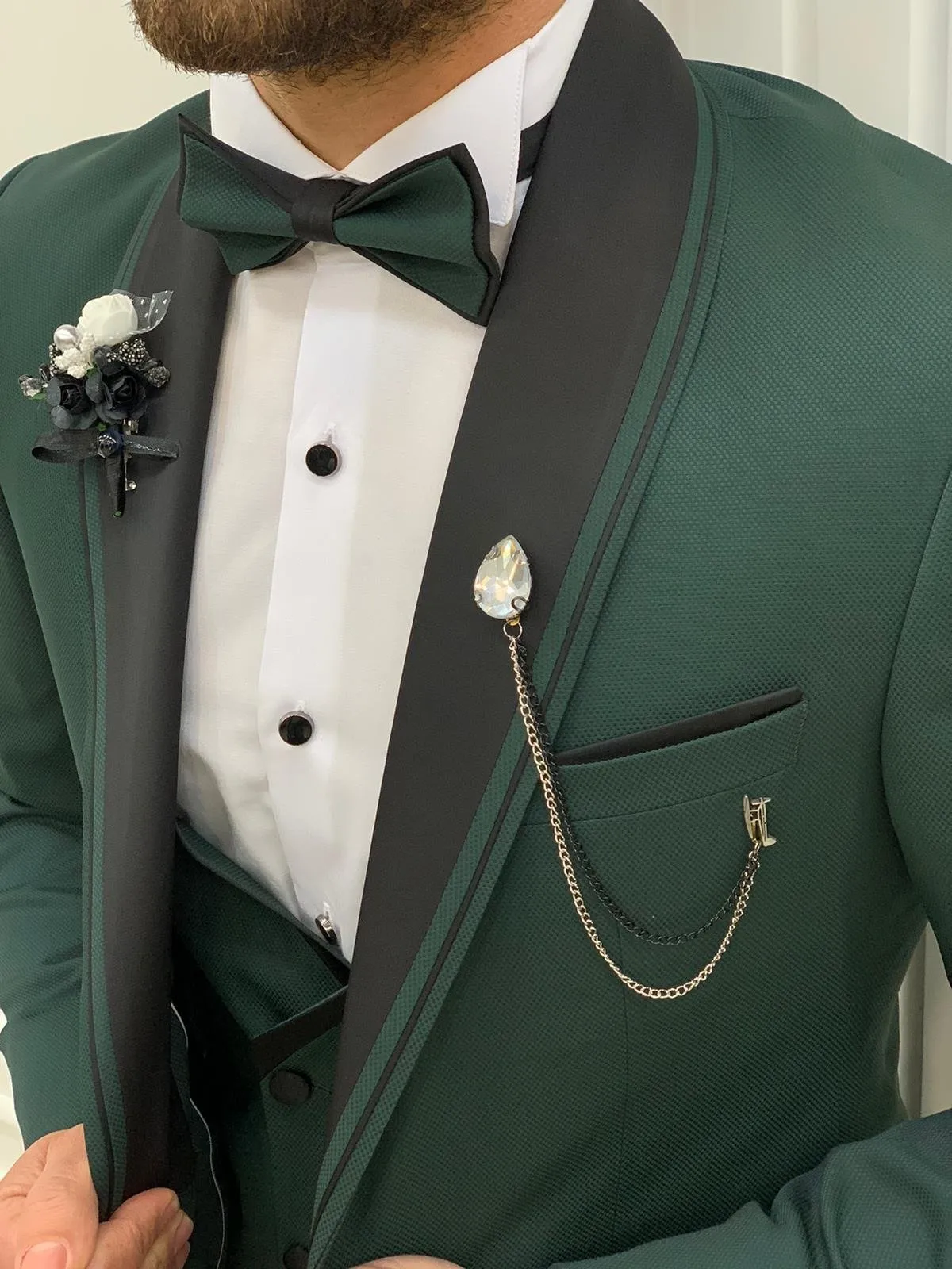 Partoni Royal Green Slim Fit Tuxedo