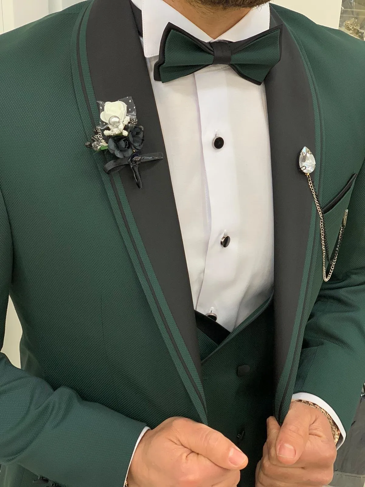 Partoni Royal Green Slim Fit Tuxedo