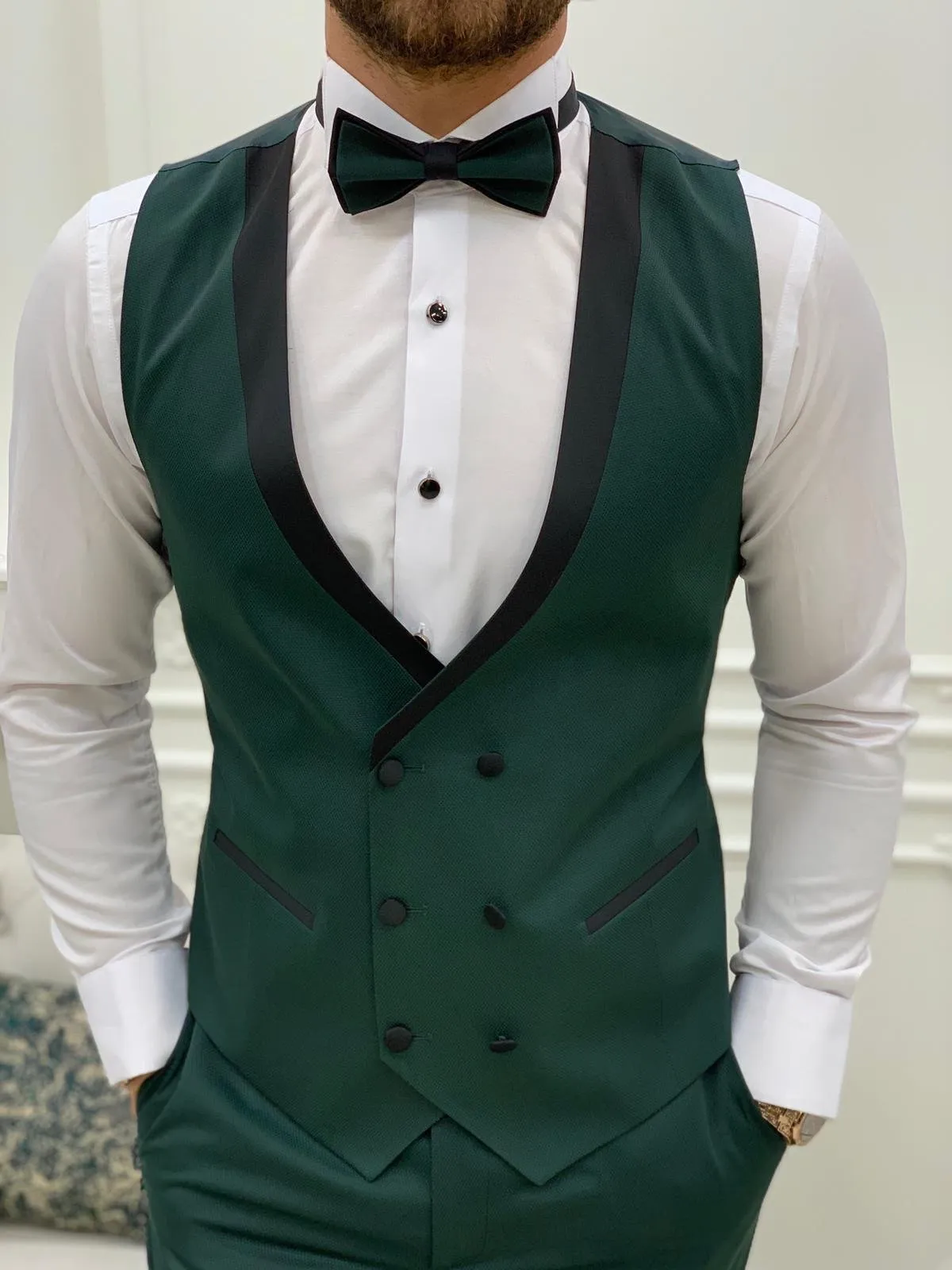 Partoni Royal Green Slim Fit Tuxedo