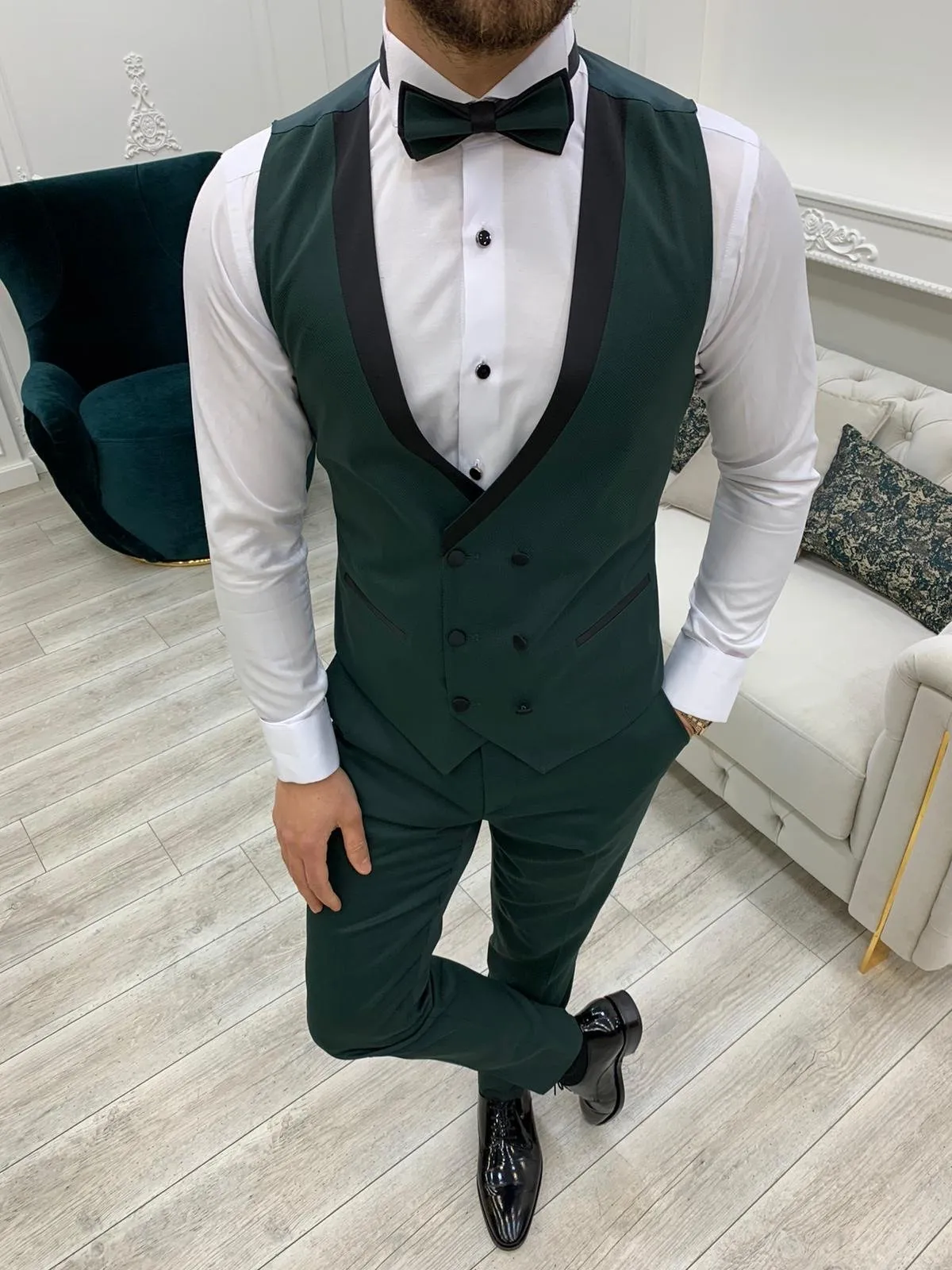 Partoni Royal Green Slim Fit Tuxedo