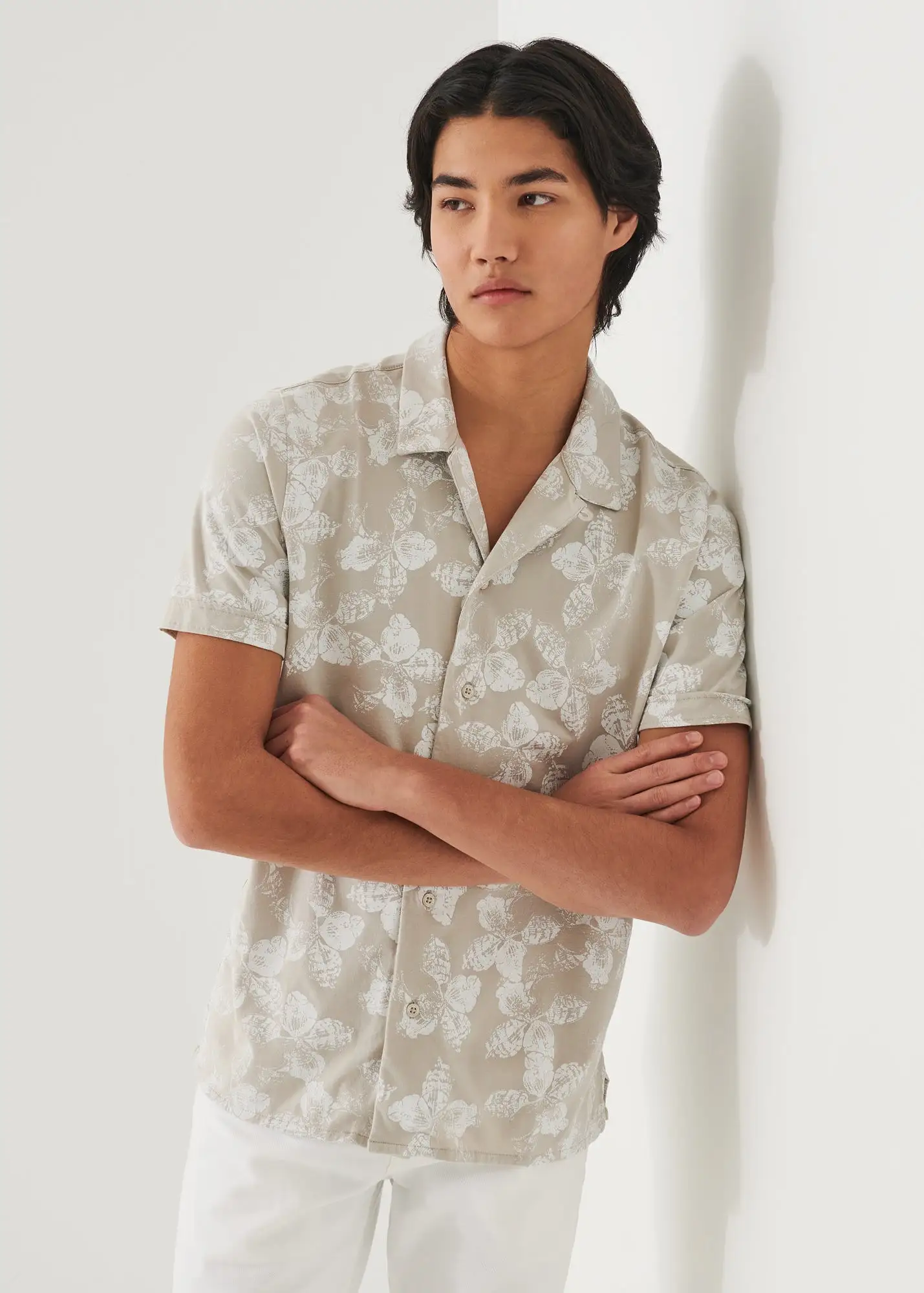 PIMA COTTON STRETCH PRINTED CAMP SHIRT