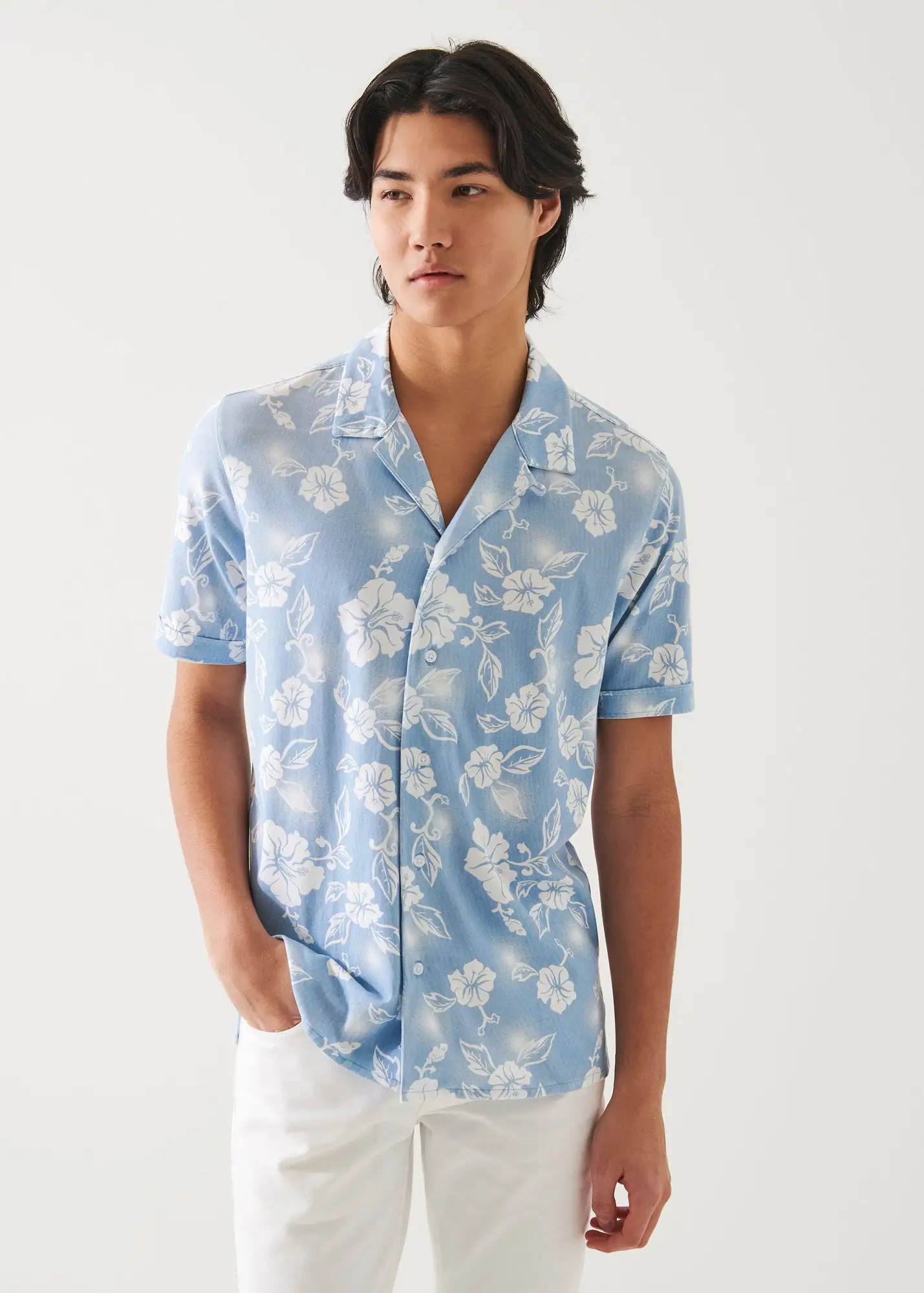 PIMA COTTON STRETCH PRINTED CAMP SHIRT