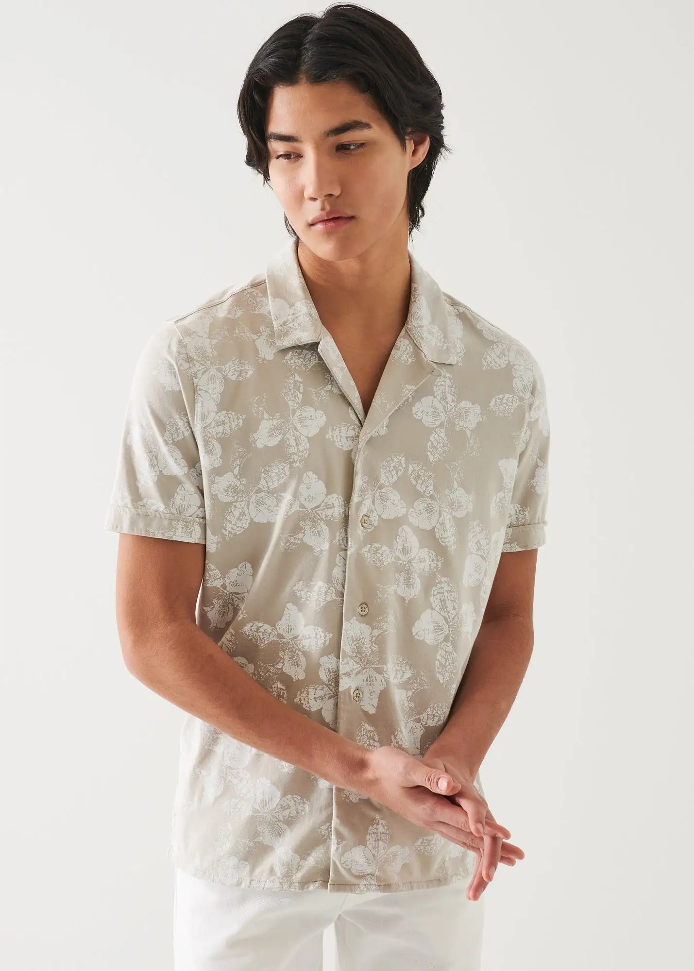 PIMA COTTON STRETCH PRINTED CAMP SHIRT