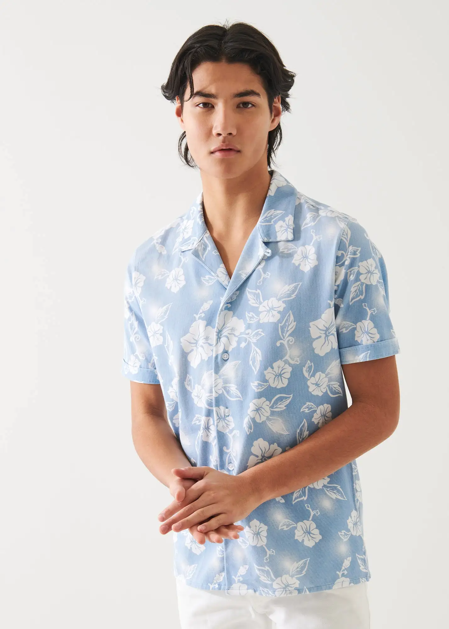 PIMA COTTON STRETCH PRINTED CAMP SHIRT