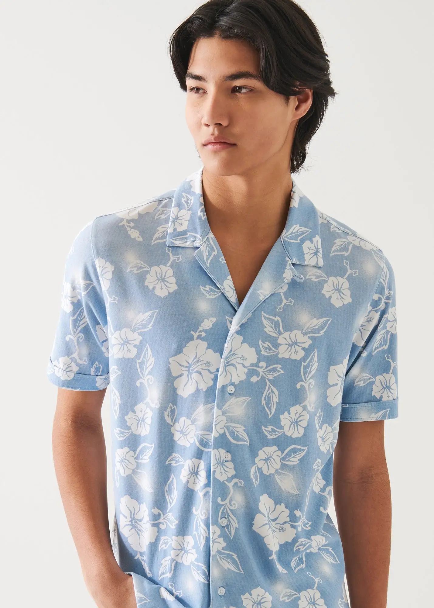 PIMA COTTON STRETCH PRINTED CAMP SHIRT