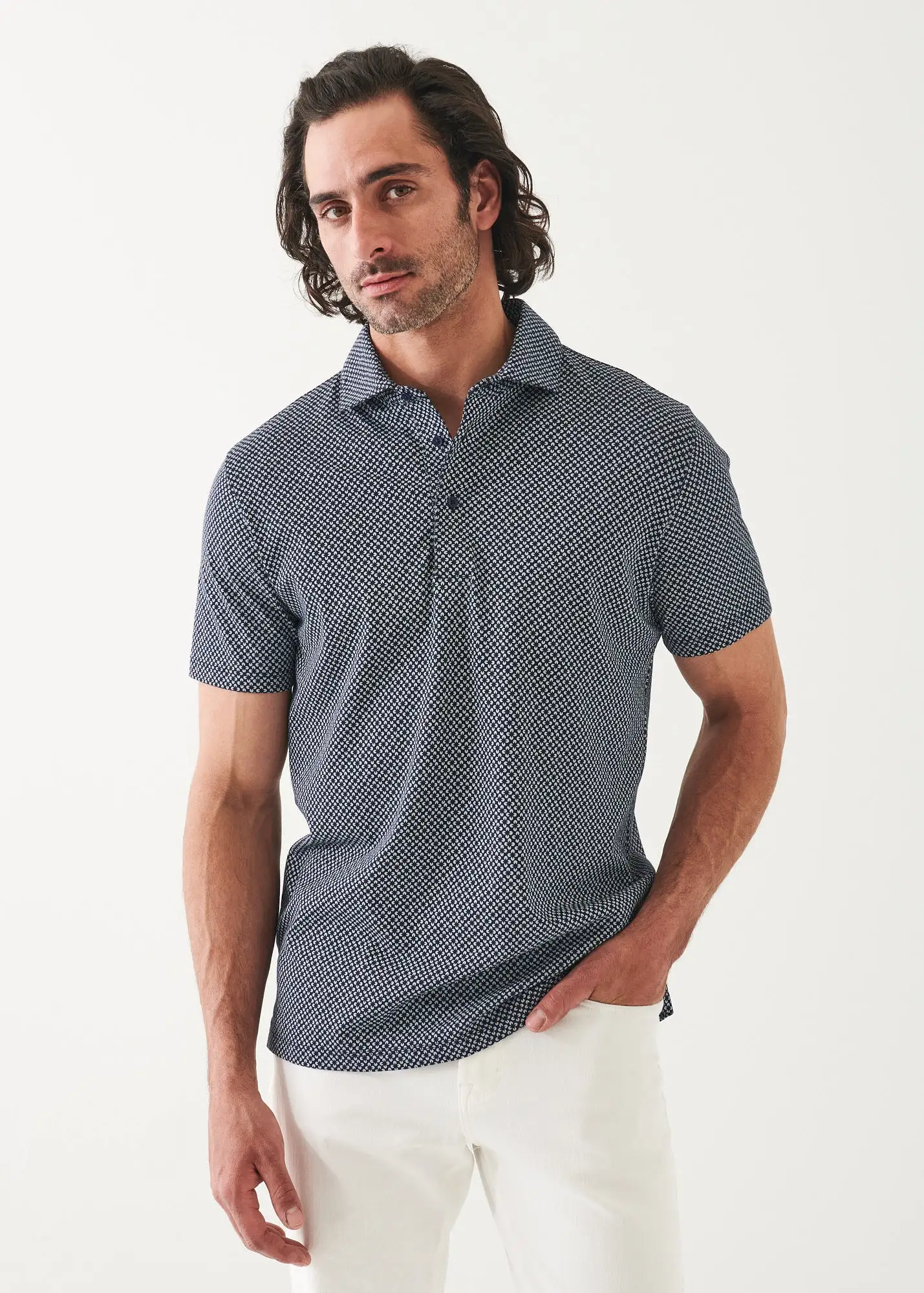 PIMA COTTON STRETCH PRINTED POLO