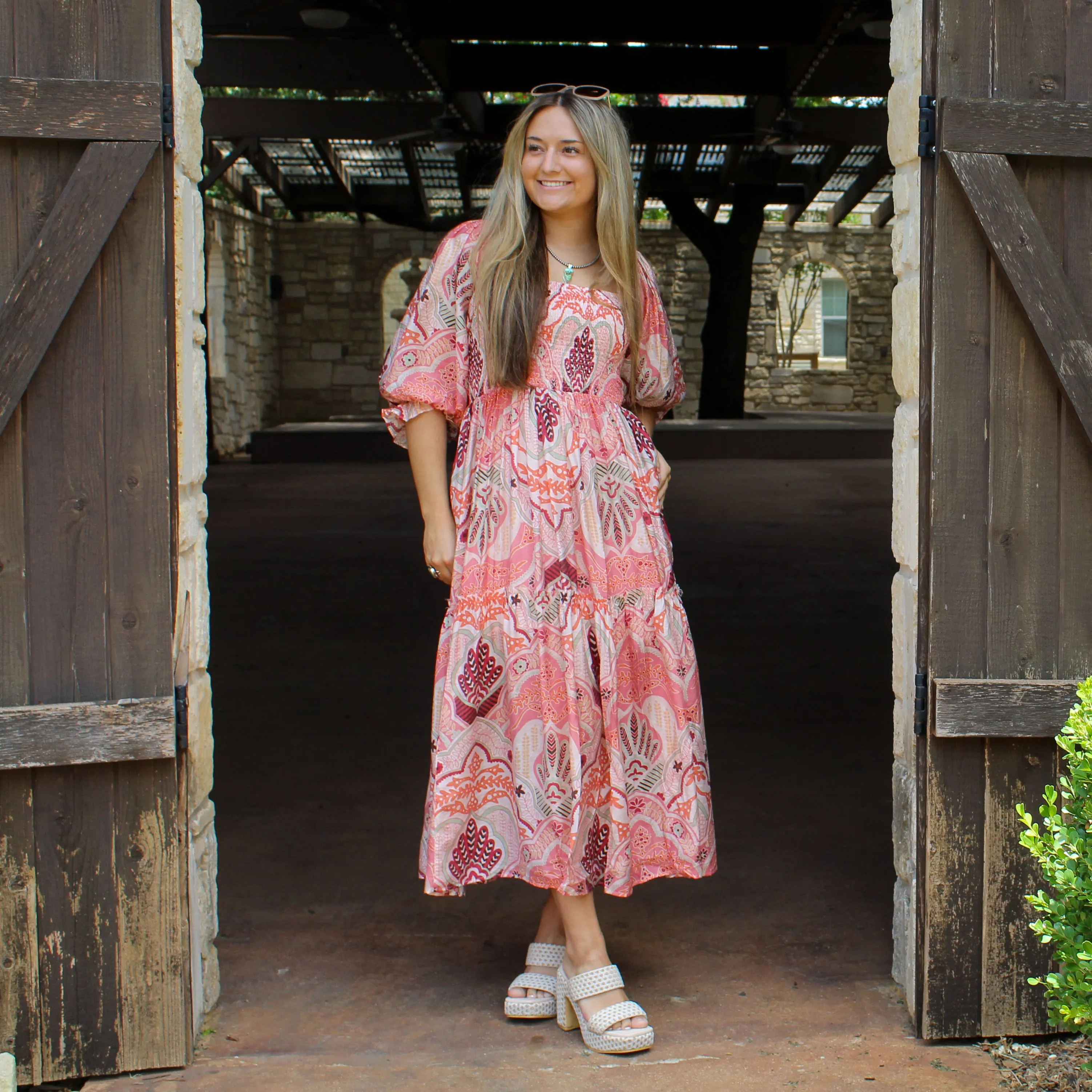 Pink Multi Smocked Dress