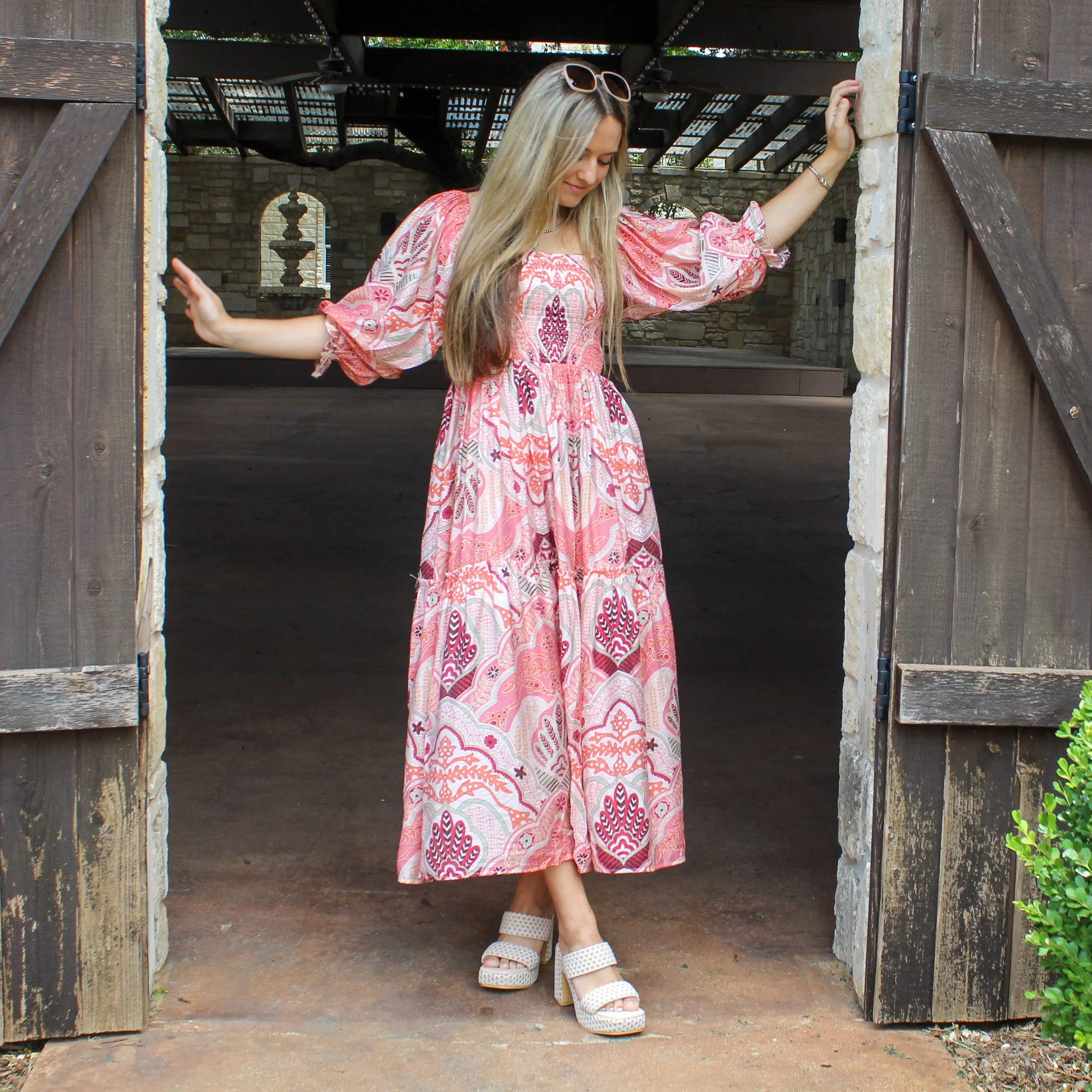 Pink Multi Smocked Dress