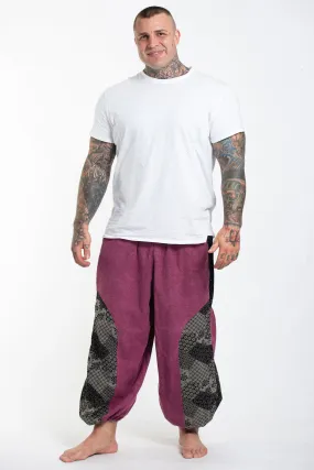 Plus Size Stone Washed Patchwork Men Pants in Pink