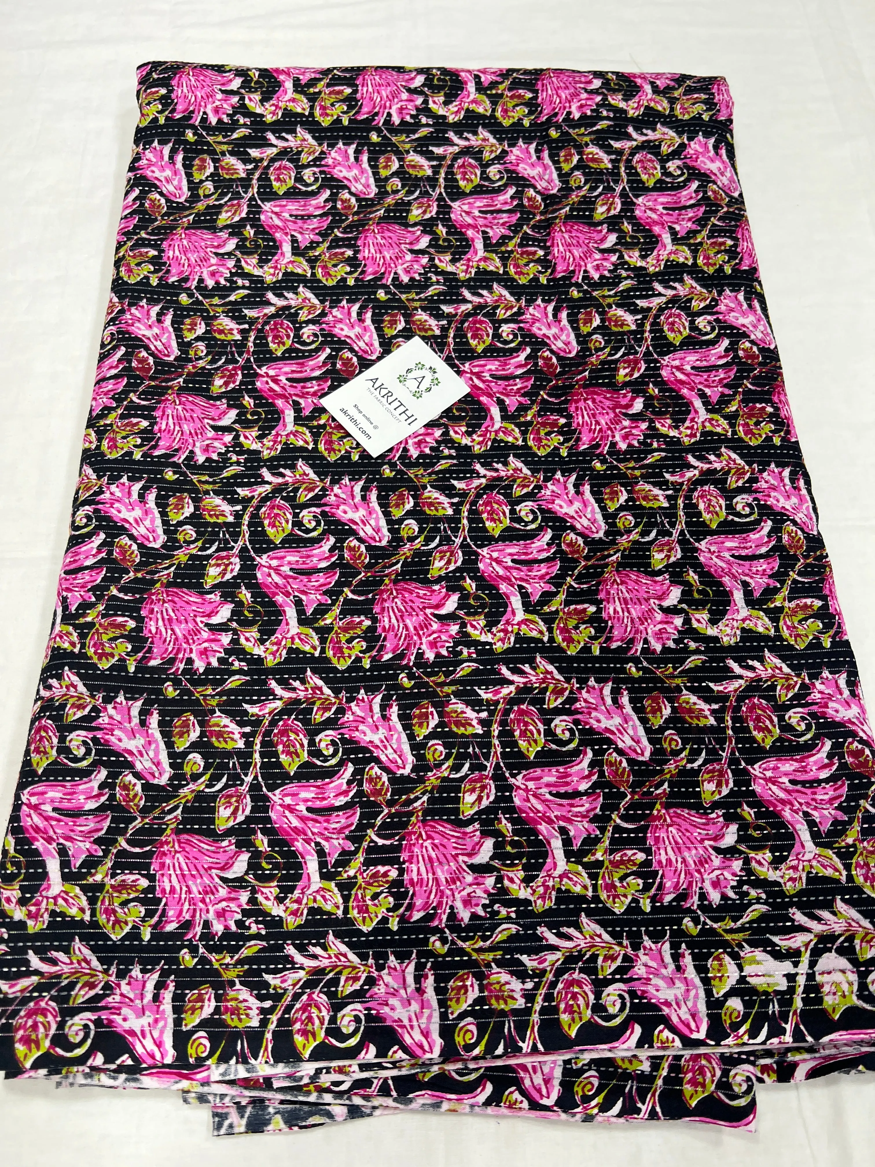 Printed Kantha pure cotton fabric 80 cms cut