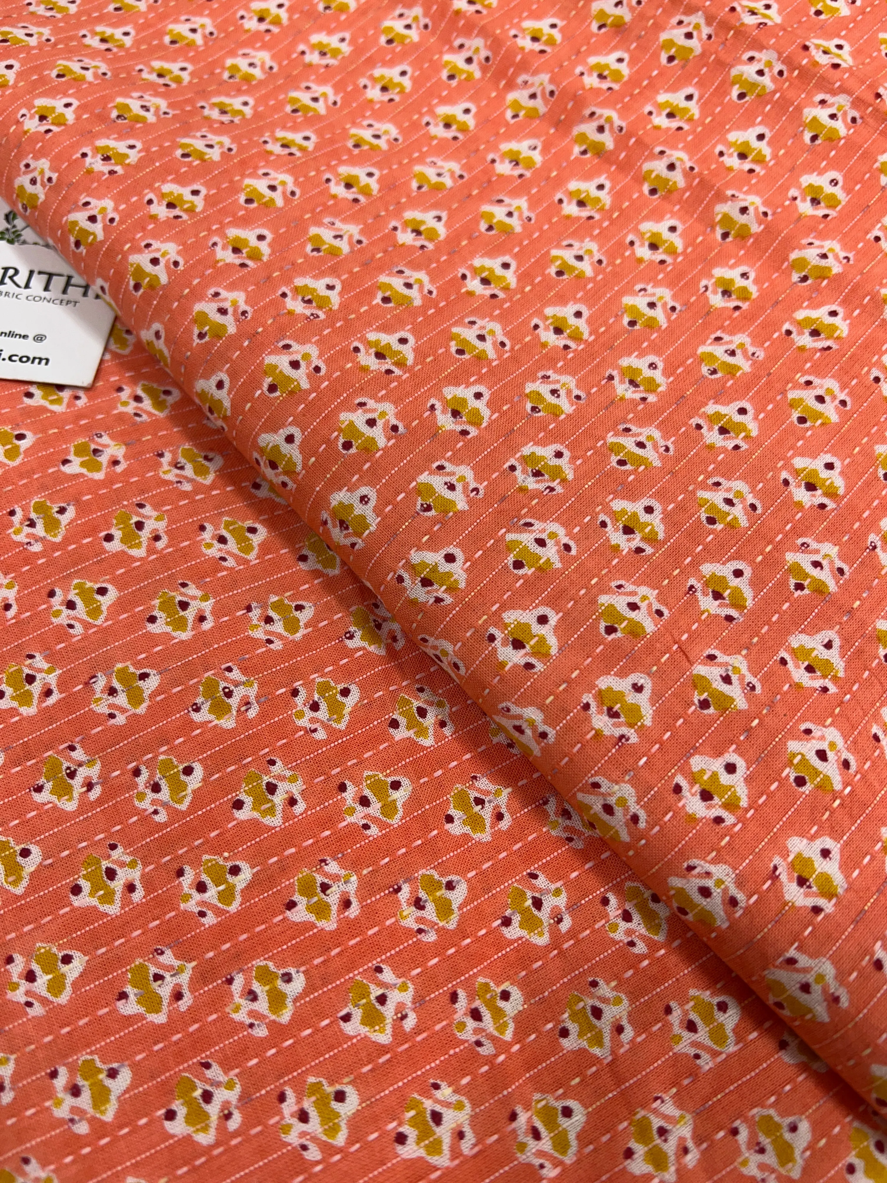 Printed Kantha pure cotton fabric