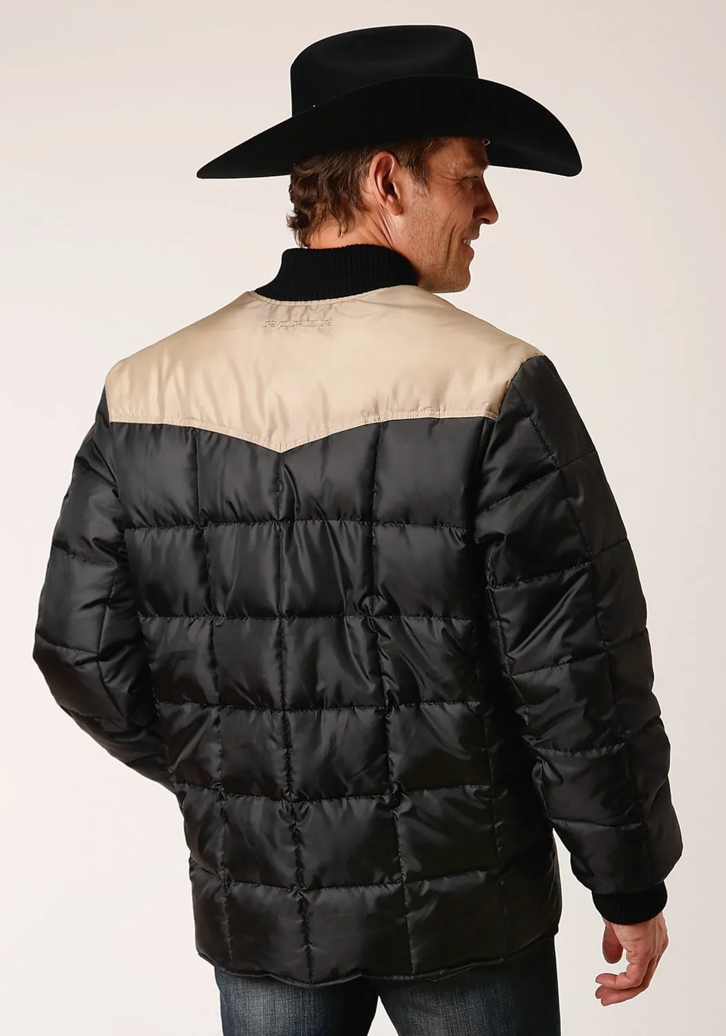 Roper Mens Western Quilted Black 100% Polyester Insulated Jacket