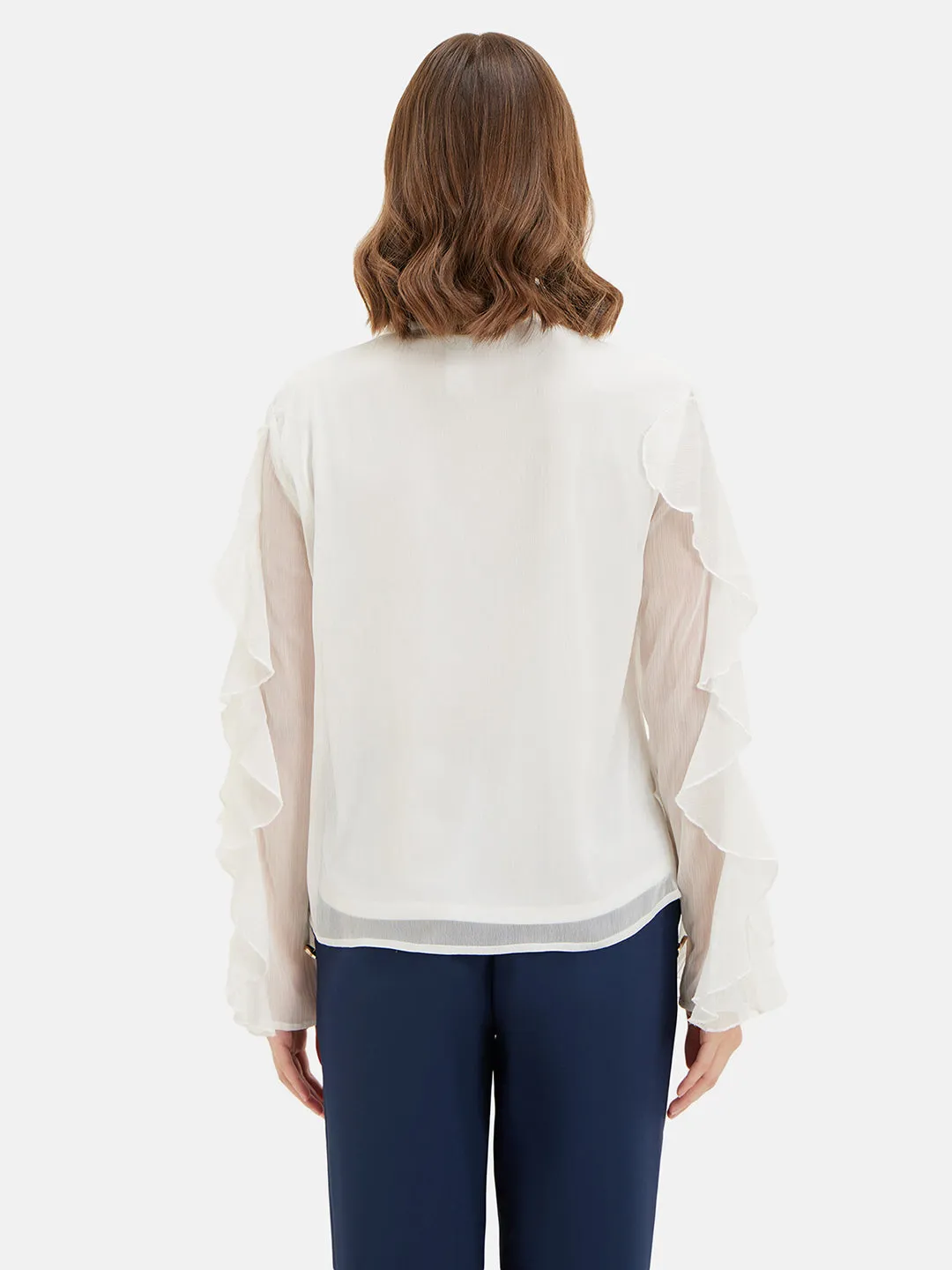 SAGE RUFFLED SLEEVE SHIRT