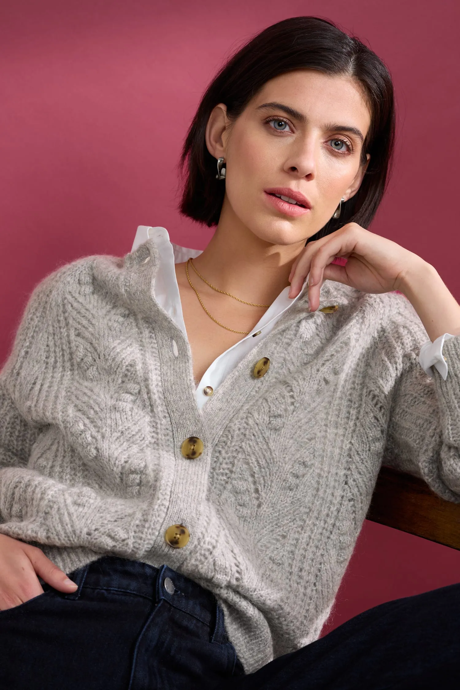 Sand Thistle Mohair-Blend Cardigan