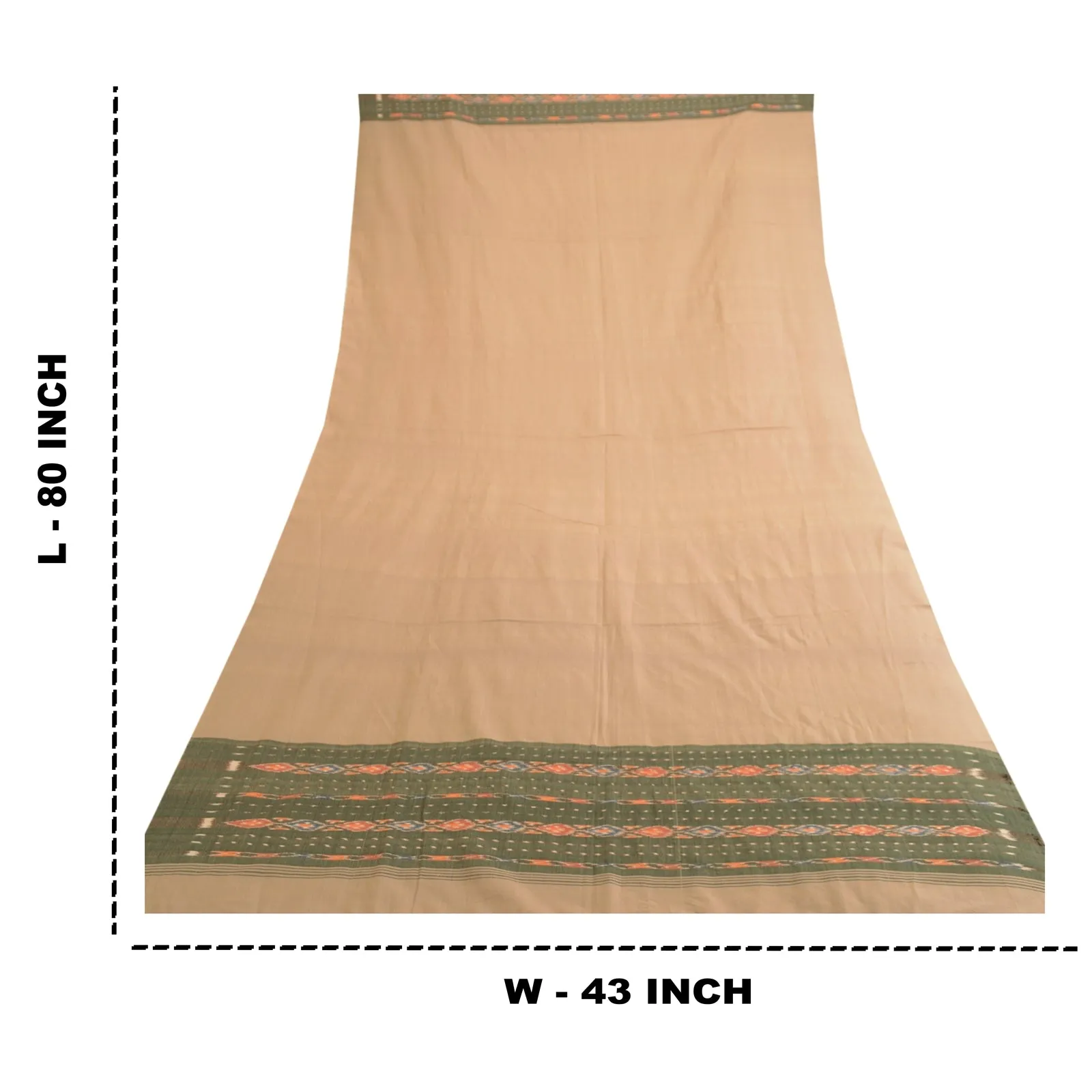 Sanskriti Vintage Dupatta Long Stole Pure Cotton Beige Woven Sambalpuri Ikat