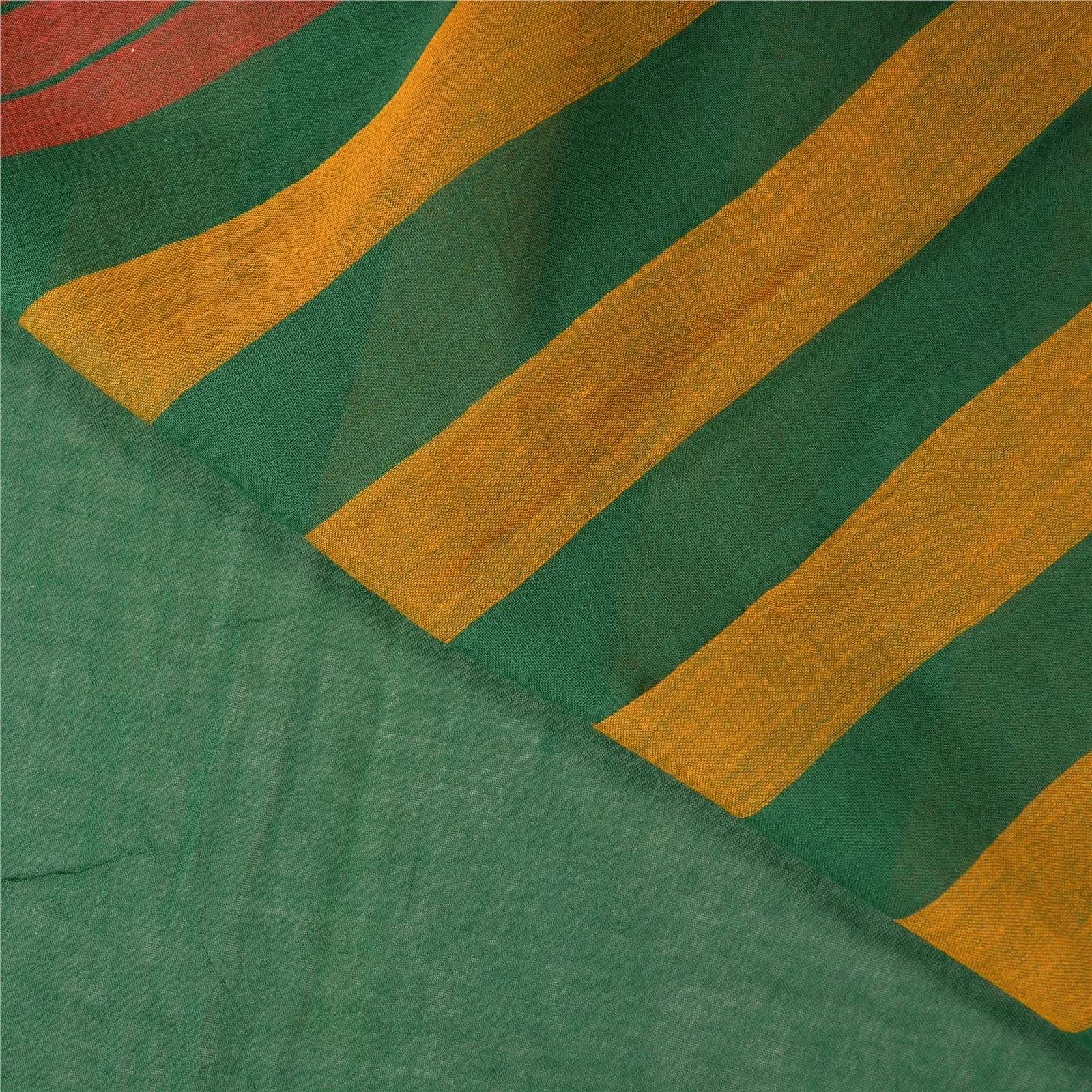 Sanskriti Vintage Green Sarees 100% Pure Cotton Woven Premium Sari Craft Fabric