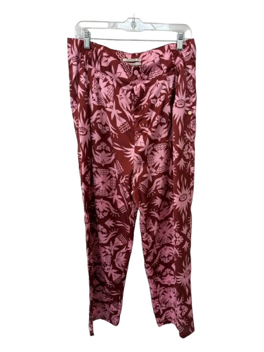 Scotch & Soda Size L Maroon & Pink Polyester High Waist Leaves Pants