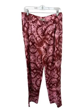 Scotch & Soda Size L Maroon & Pink Polyester High Waist Leaves Pants