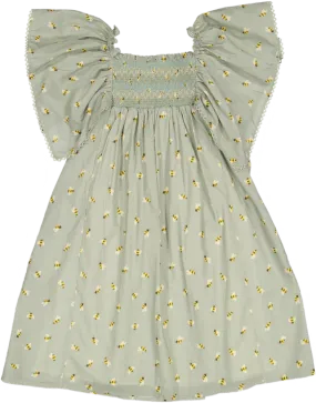 Sophie Dress-Honey Bees Printed Cotton Cambric