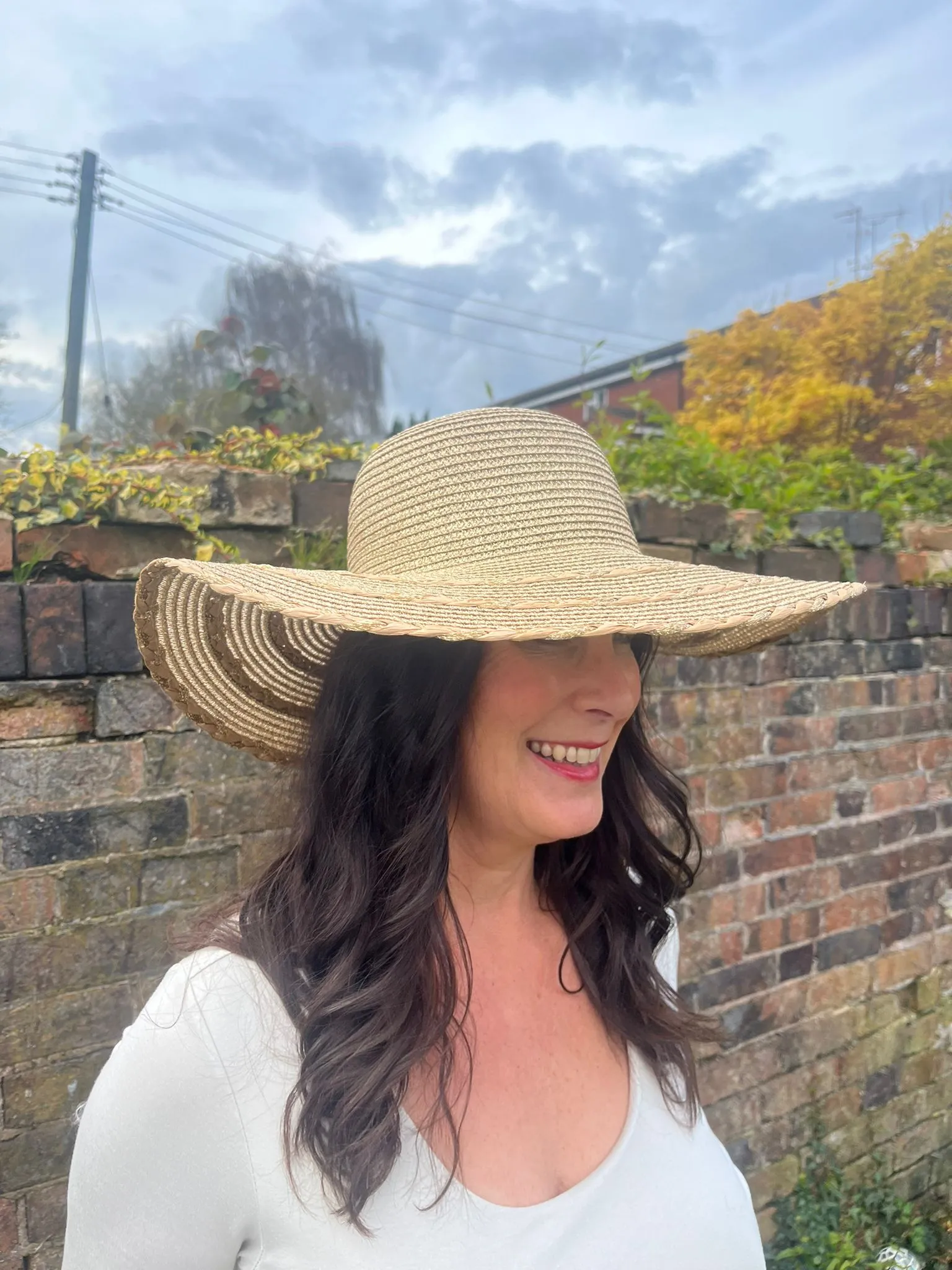 SUNFLOWER Gold Piping Hessian Sun Hat