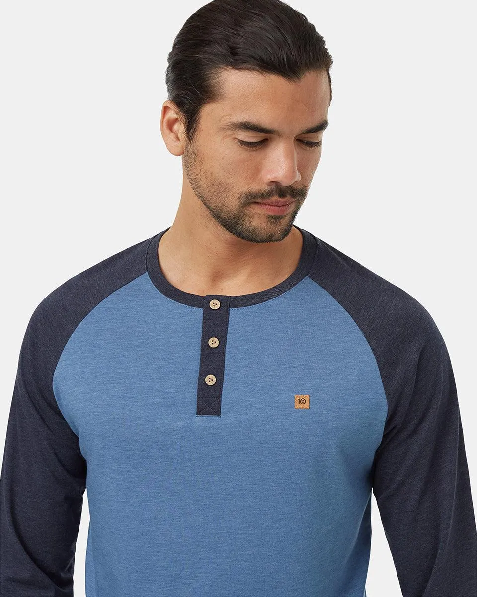 Tentree Treeblend Classic Henley Longsleeve In Canyon Blue/Midnight Blue Heather