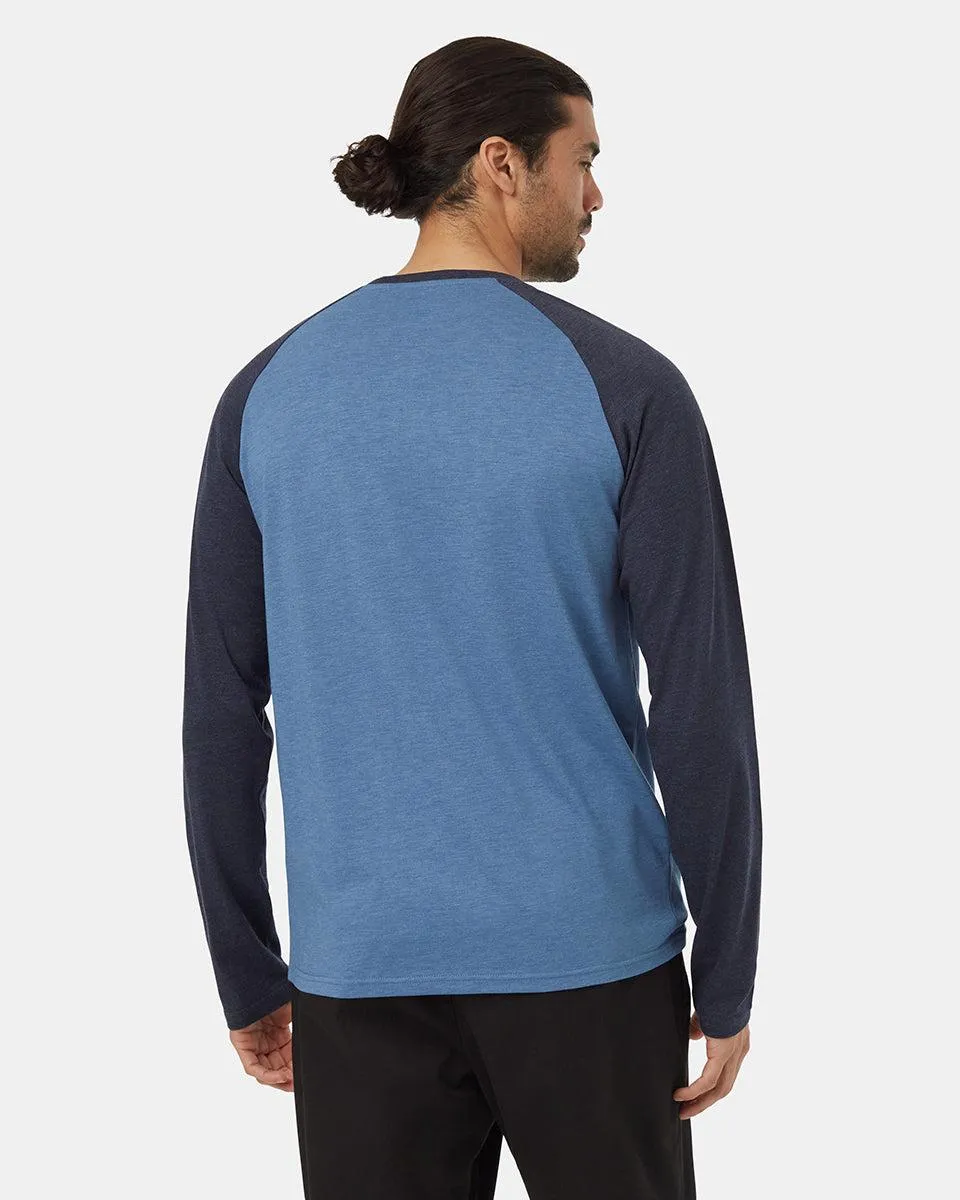 Tentree Treeblend Classic Henley Longsleeve In Canyon Blue/Midnight Blue Heather