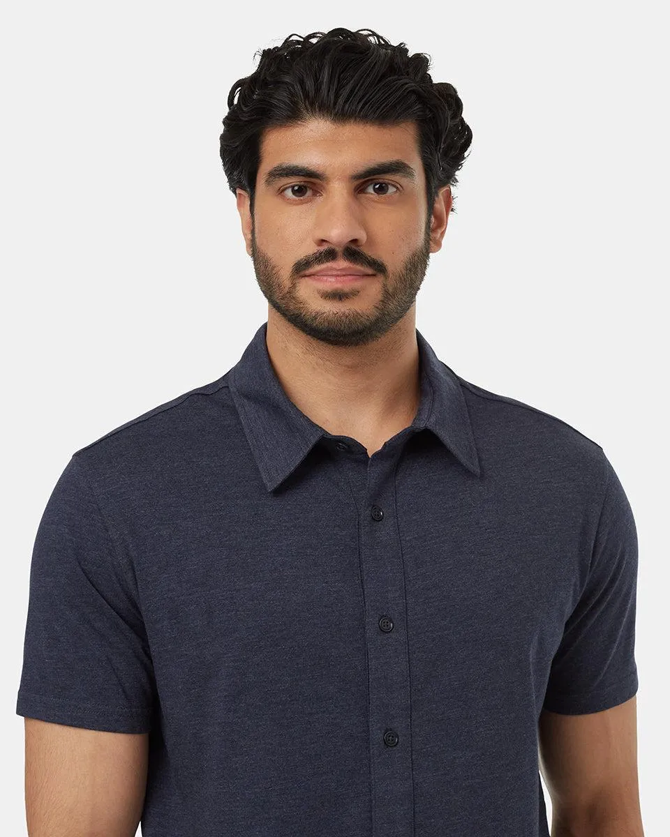 Tentree TreeBlend Shortssleeve Shirt In Midnight Blue Heather