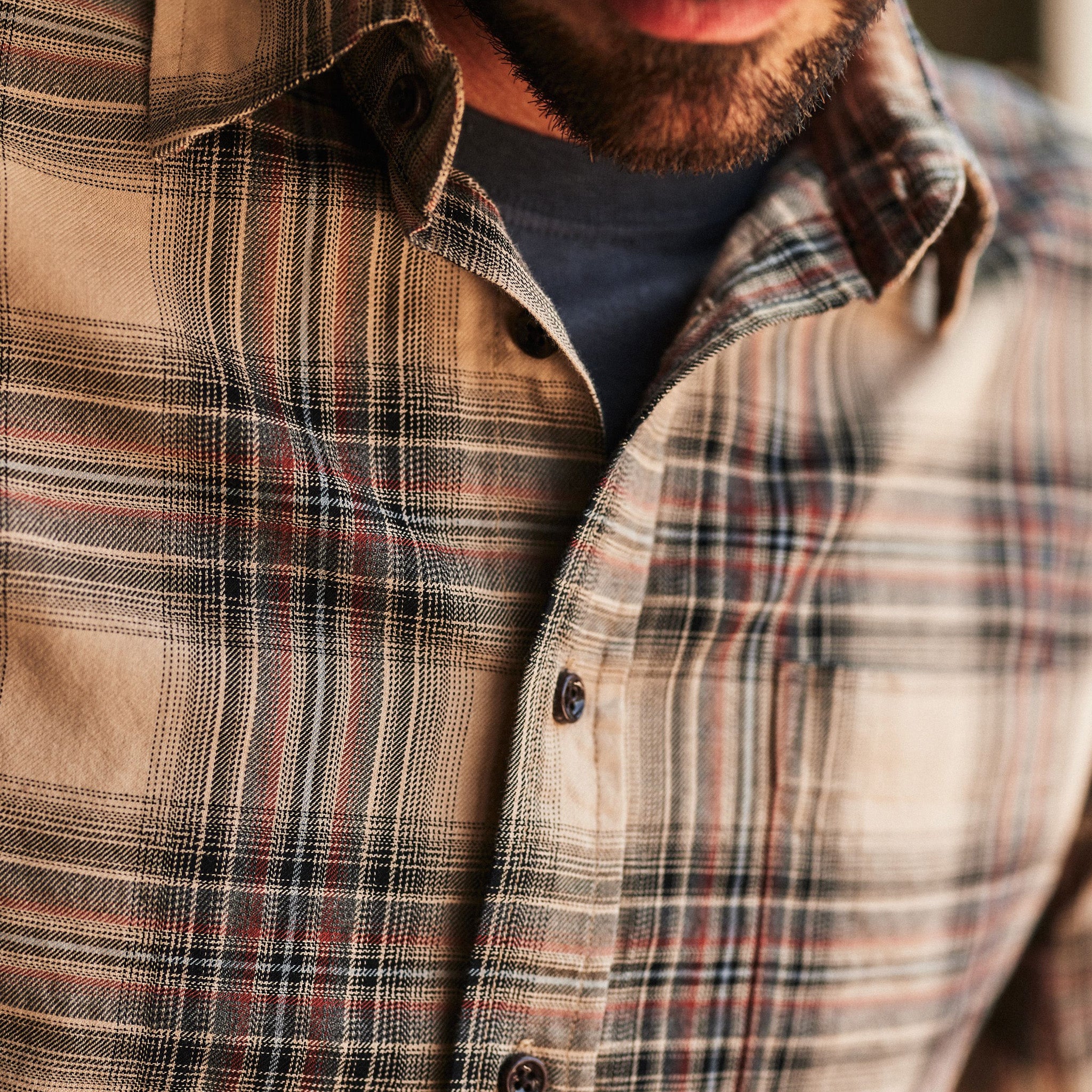 The California in Dune Plaid Brushed Cotton Twill