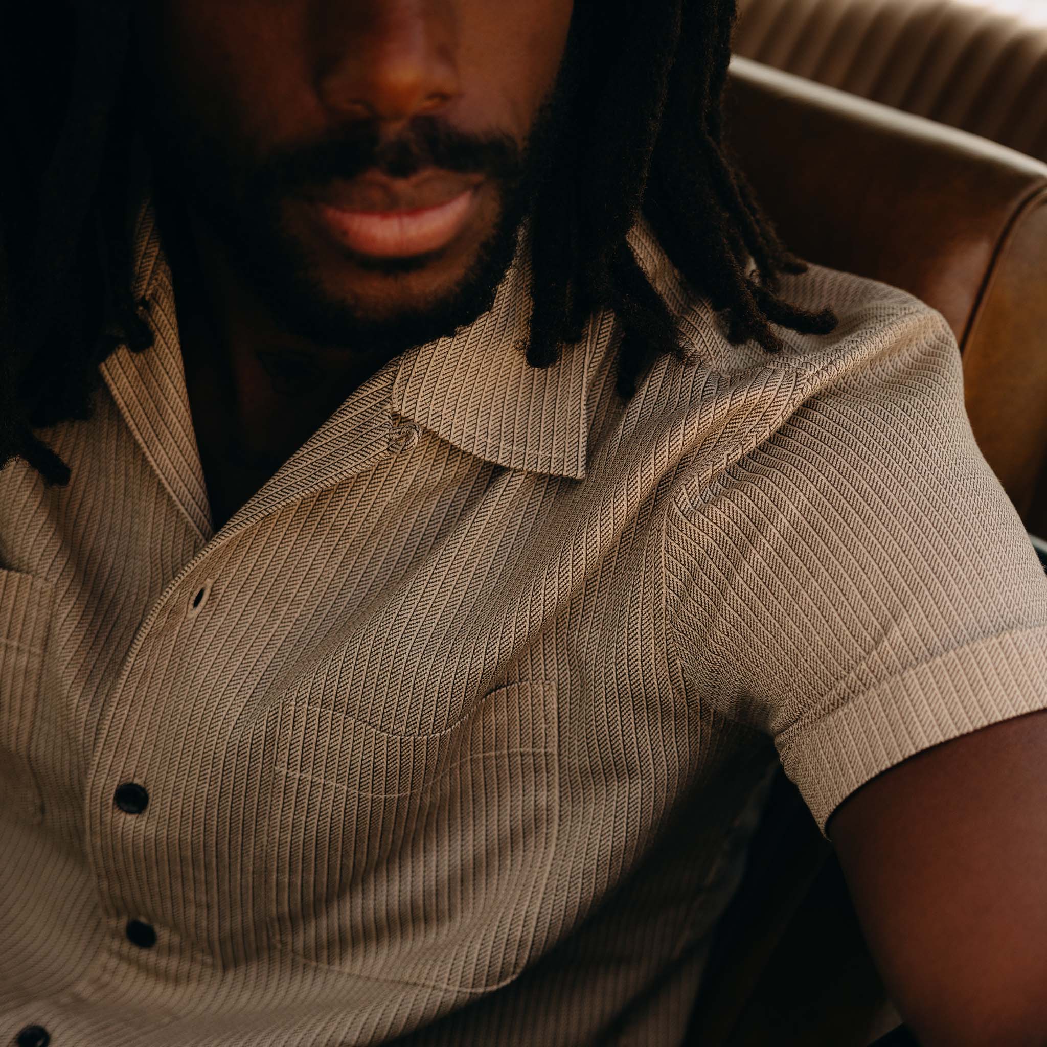 The Conrad Shirt in Black Coffee Stripe