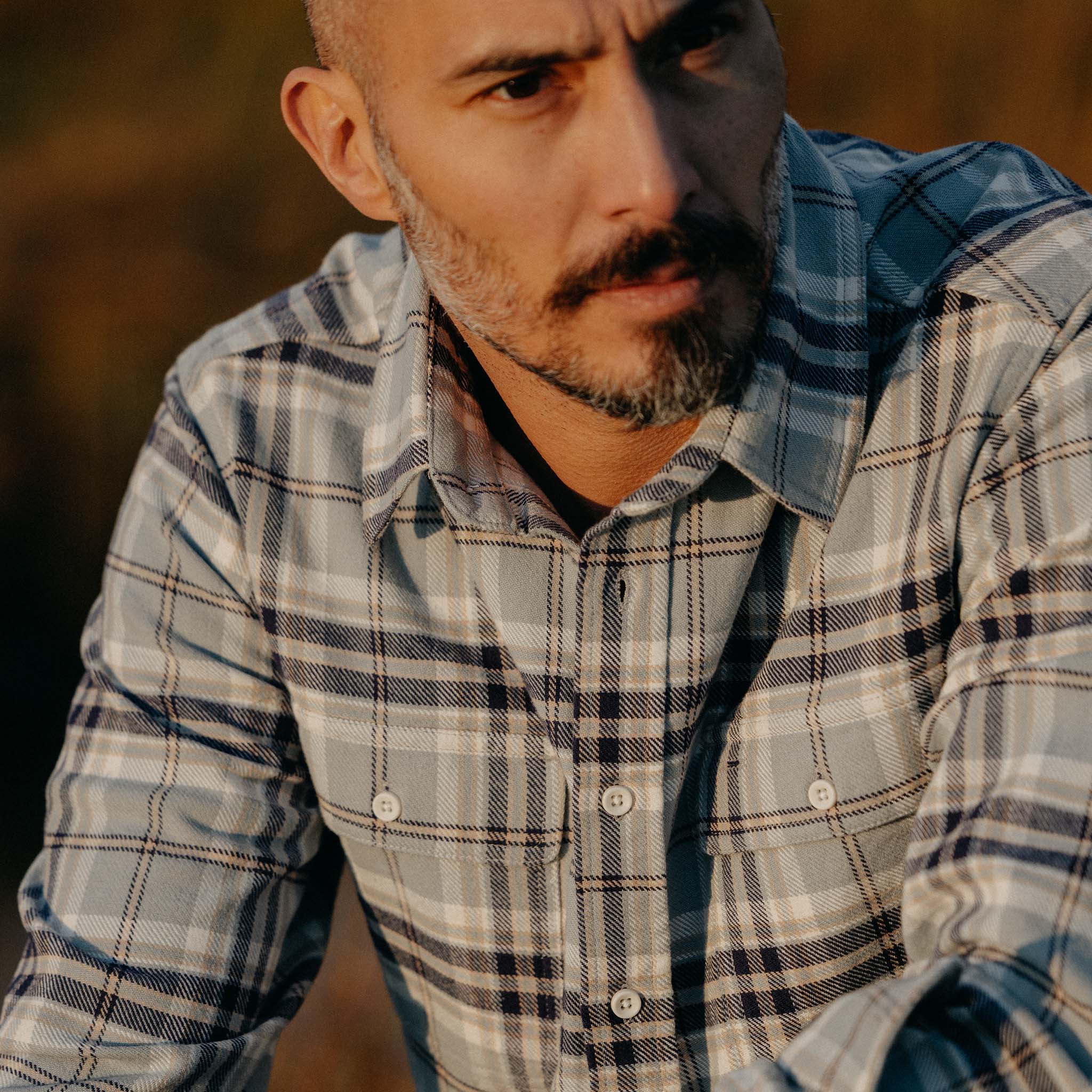 The Ledge Shirt in Faded Blue Plaid