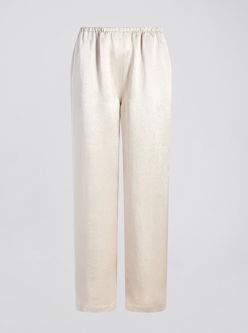 The Monaco Satin Pant in Ecru