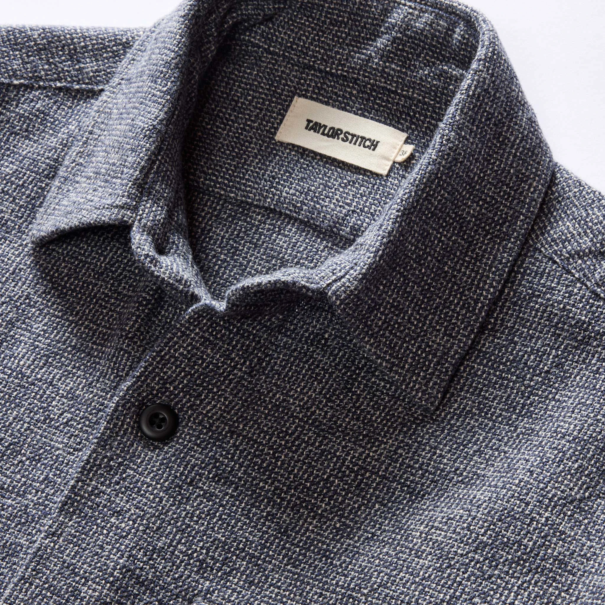 The Point Shirt in Heather Blue Linen Tweed