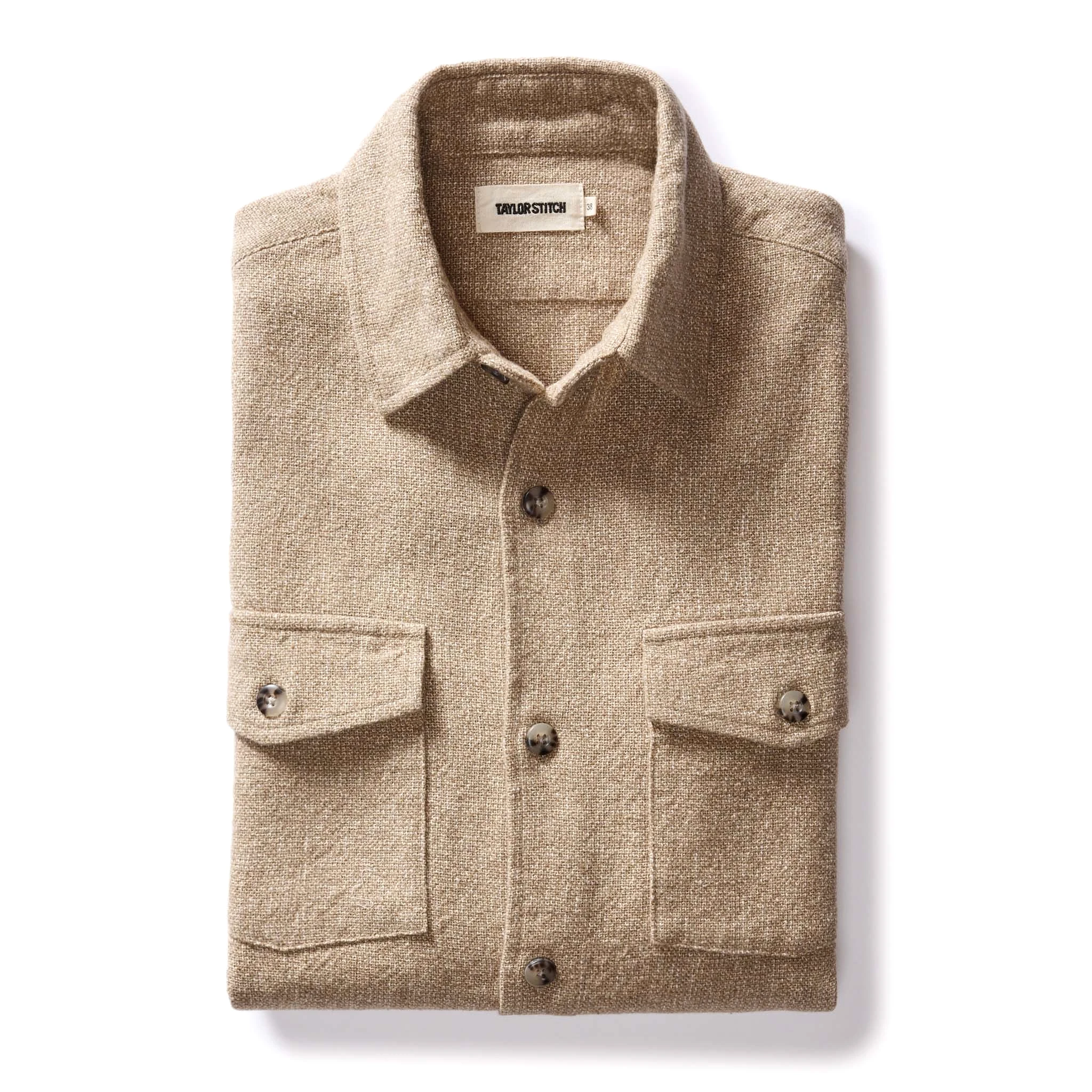 The Point Shirt in Heather Oat Linen Tweed