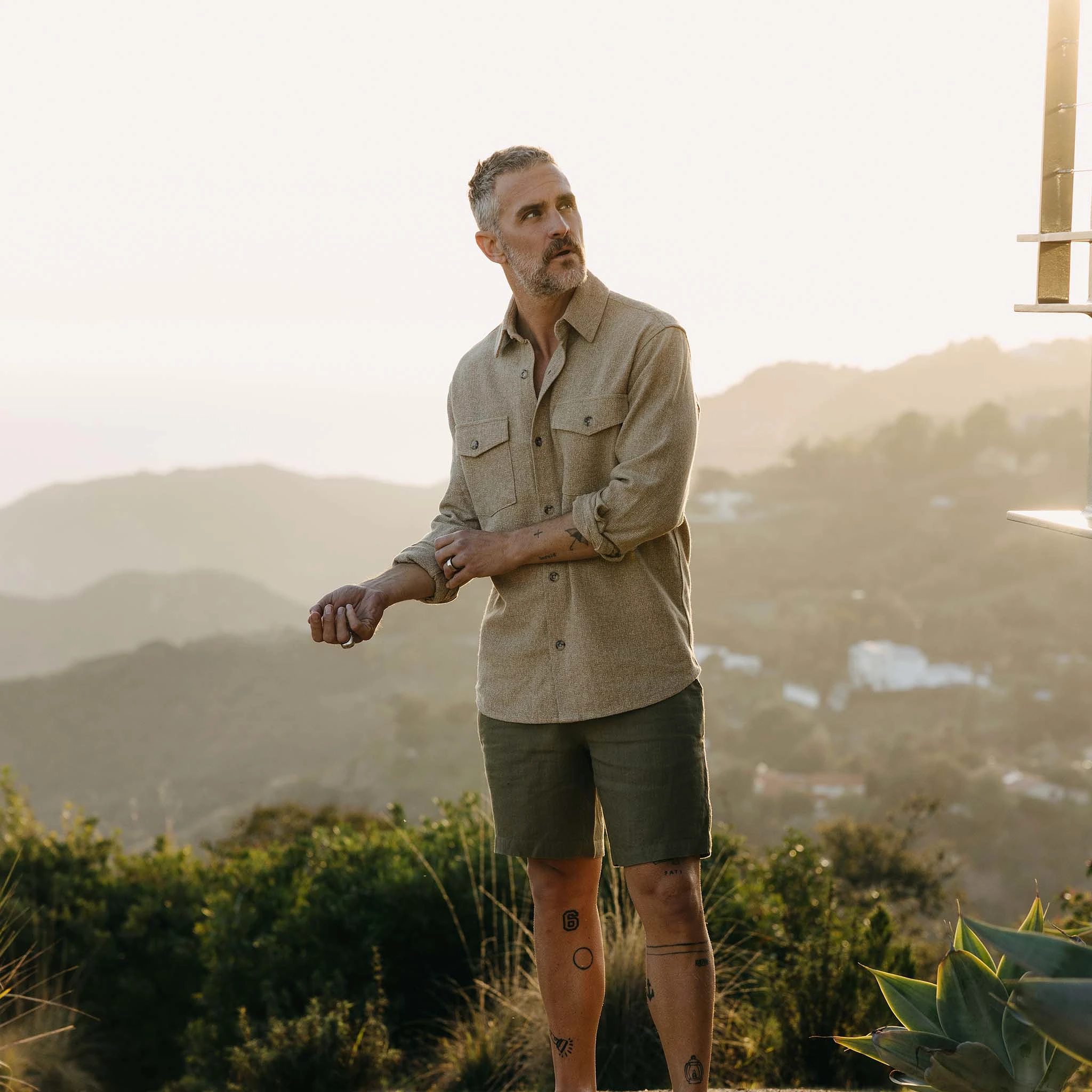 The Point Shirt in Heather Oat Linen Tweed