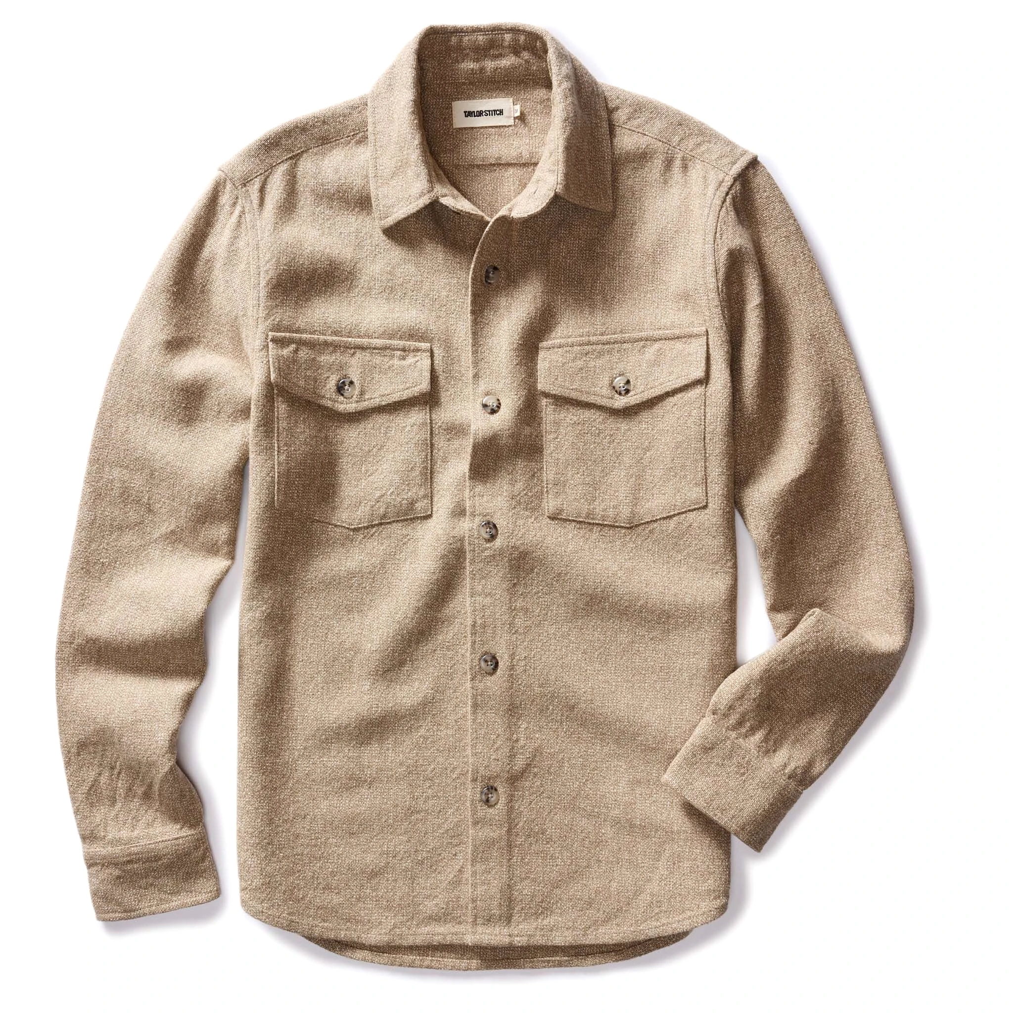 The Point Shirt in Heather Oat Linen Tweed