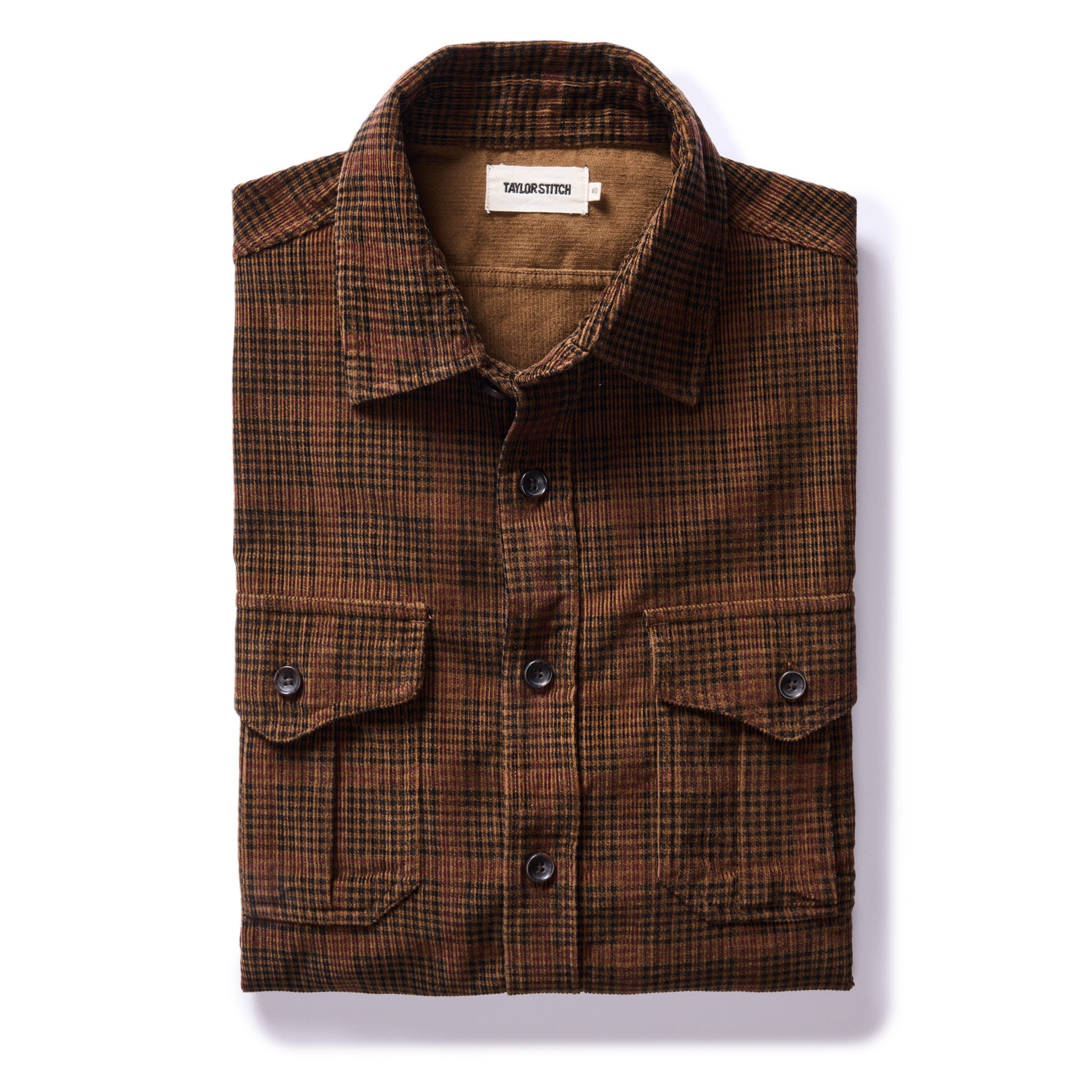 The Saddler Shirt in Dark Roast Plaid Cord