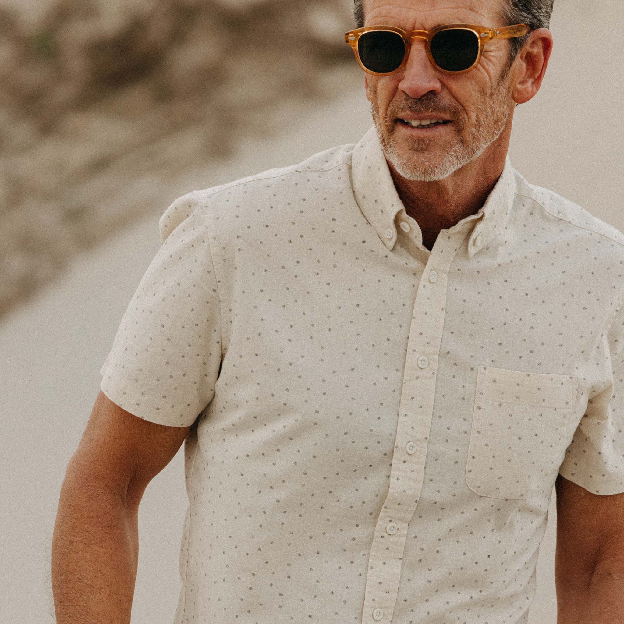 The Short Sleeve Jack in Heather Oat Dot